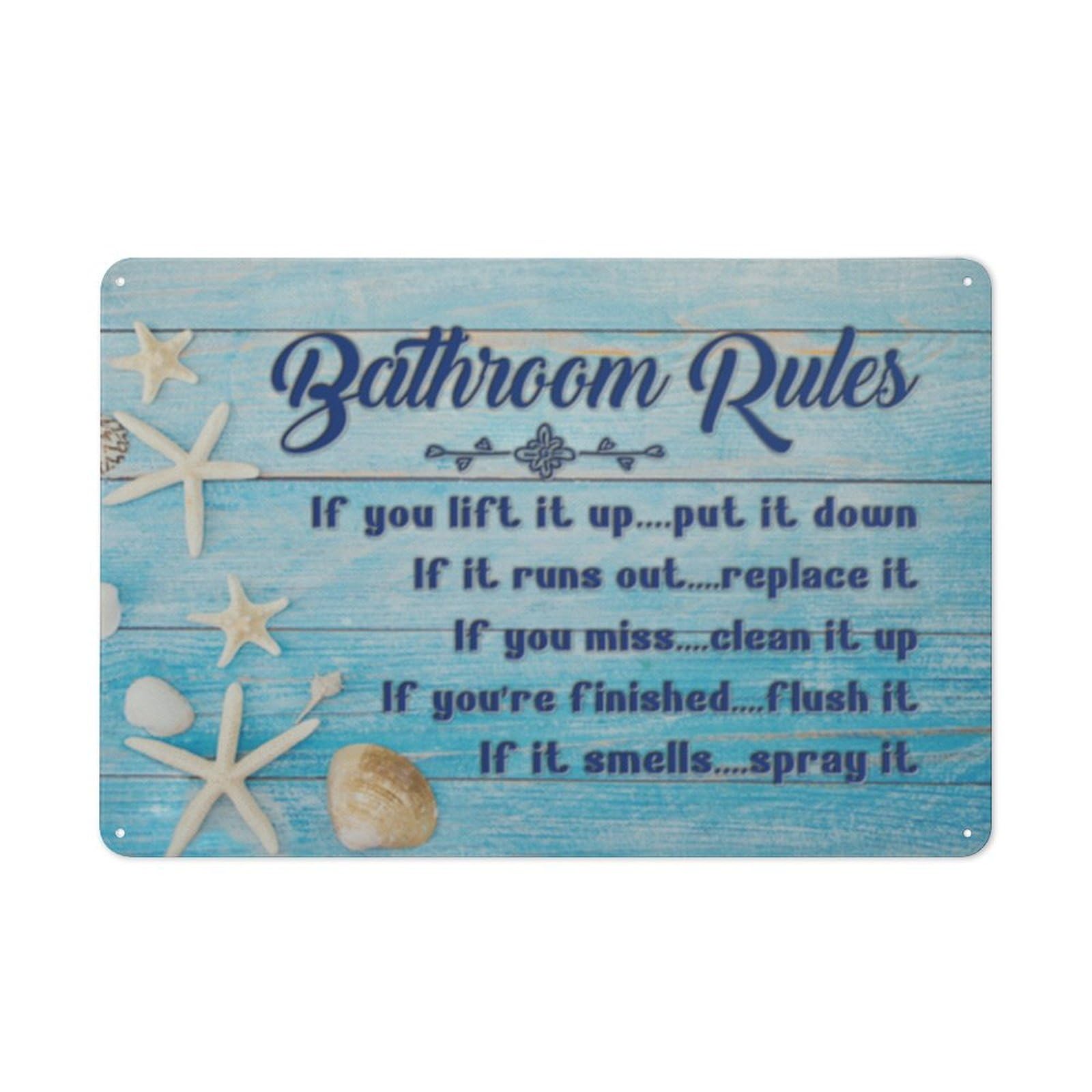 kisoyo Rustic Metal Tin Sign Bathroom Rules If You Lift It Up Put It Down Country Wall Art for Home Bedroom Living Room Wall Decor 8x12 Inch