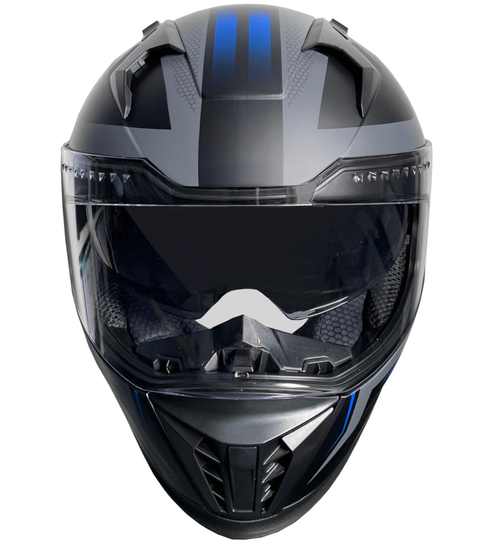 Integralhelm Motorradhelm Rallox M69-Bl schwarz grau blau matt Helm S M L XL