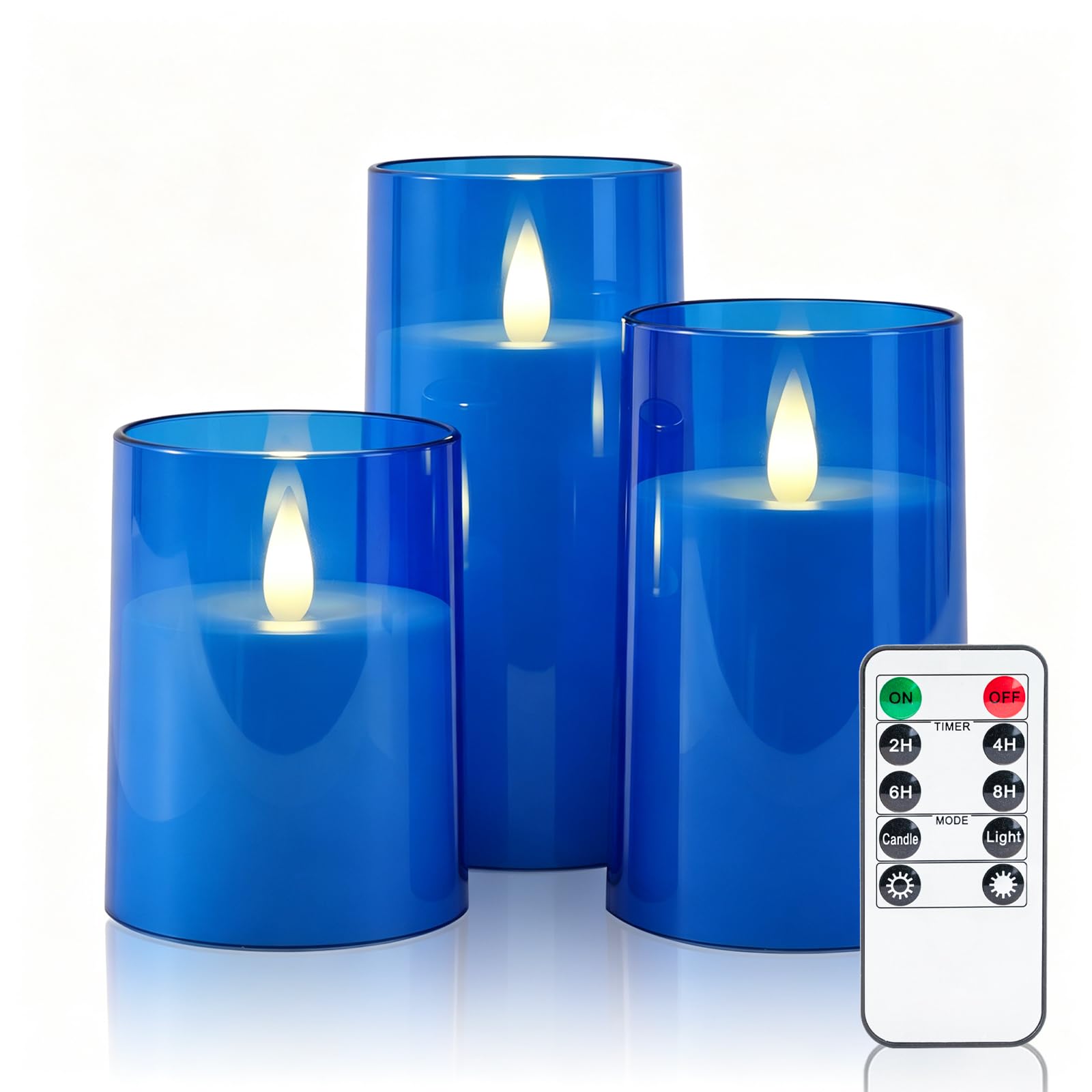 Homemory Realistic Flickering Flameless Blue Candles with Remote &amp; Timer