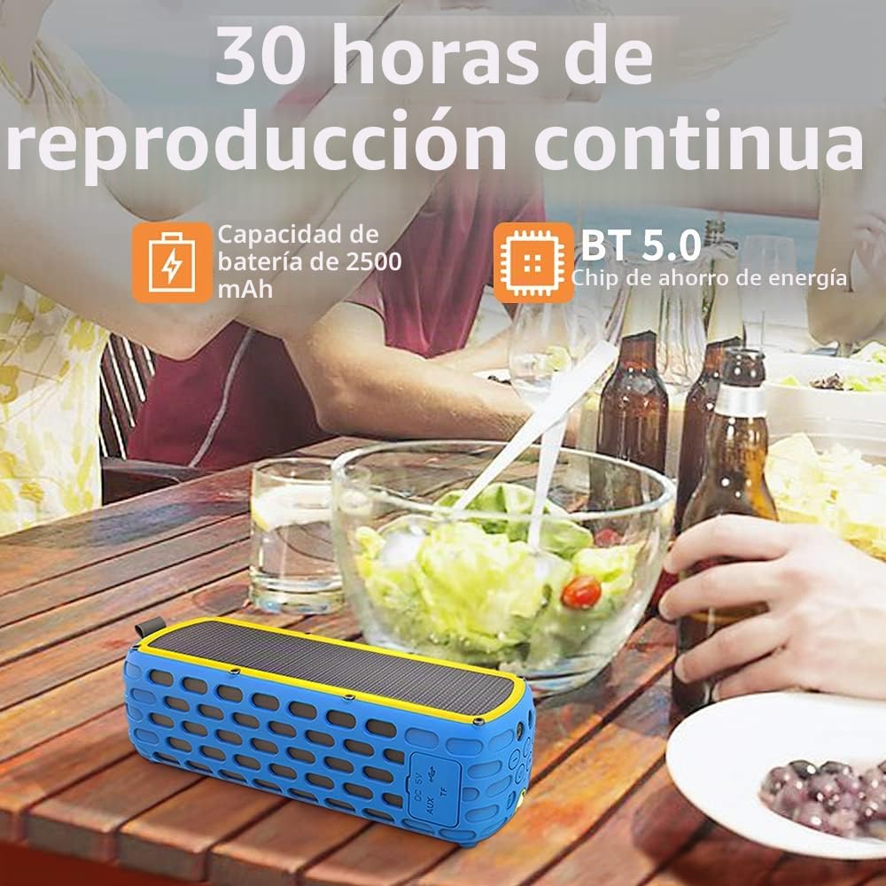 CYBORIS Altavoz Solar Bluetooth, 30 Horas Playtime Actualizado 20W Alta Fidelidad Inalámbrico Bluetooth Portátil 5.0 Altavoz Estéreo Solar Powered a Prueba de Golpes e Impermeable (Negro)
