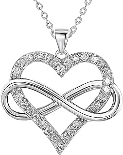 JES & JANI Infinity Heart Necklace for Women, Love Heart Pendant with Cubic Zirconia and Infinity Necklace, 925 Sterling S...