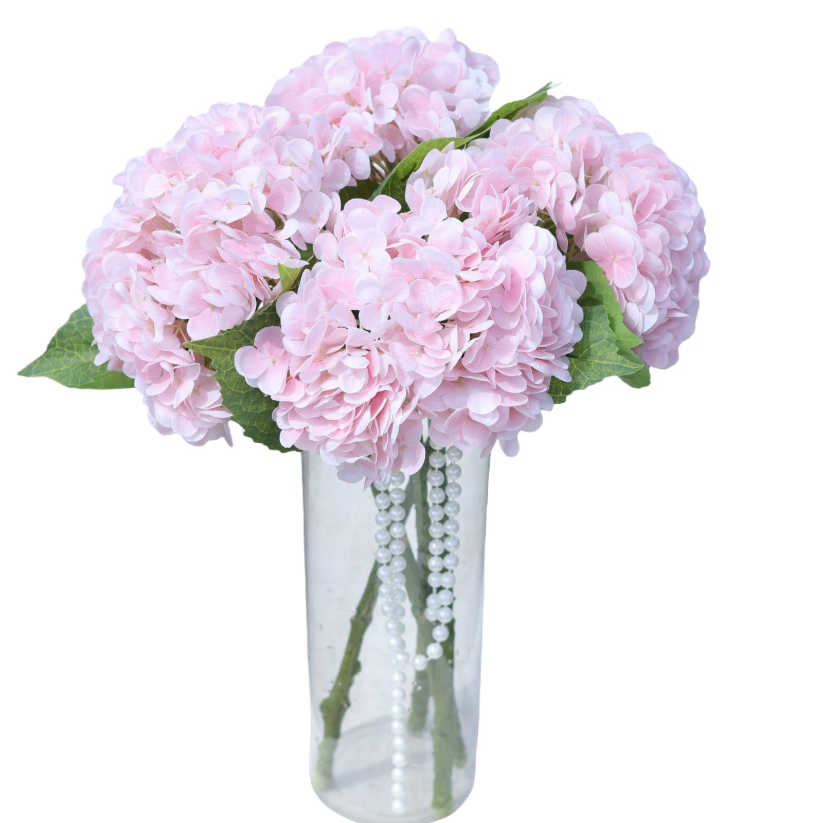 - Pink Hydrangea Artificial Flowers - High-End 22.5cm Oversized Heads (4pcs) | Real-Touch Design | Perfect for Christmas, Weddings, Home Decor, Parties & Outdoor Use (Pink)