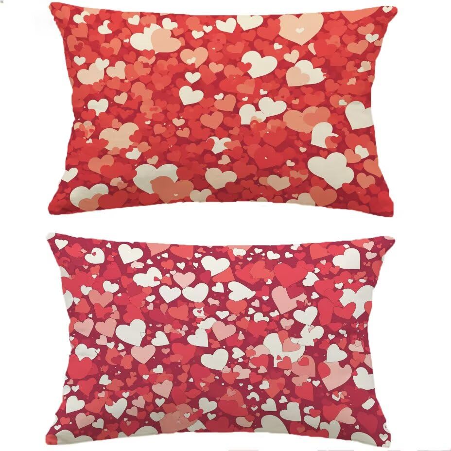 Housse de Coussin Extérieur 40x80 cm Rouge en Lin Imperméable pour Jardin et Canapé Rattan