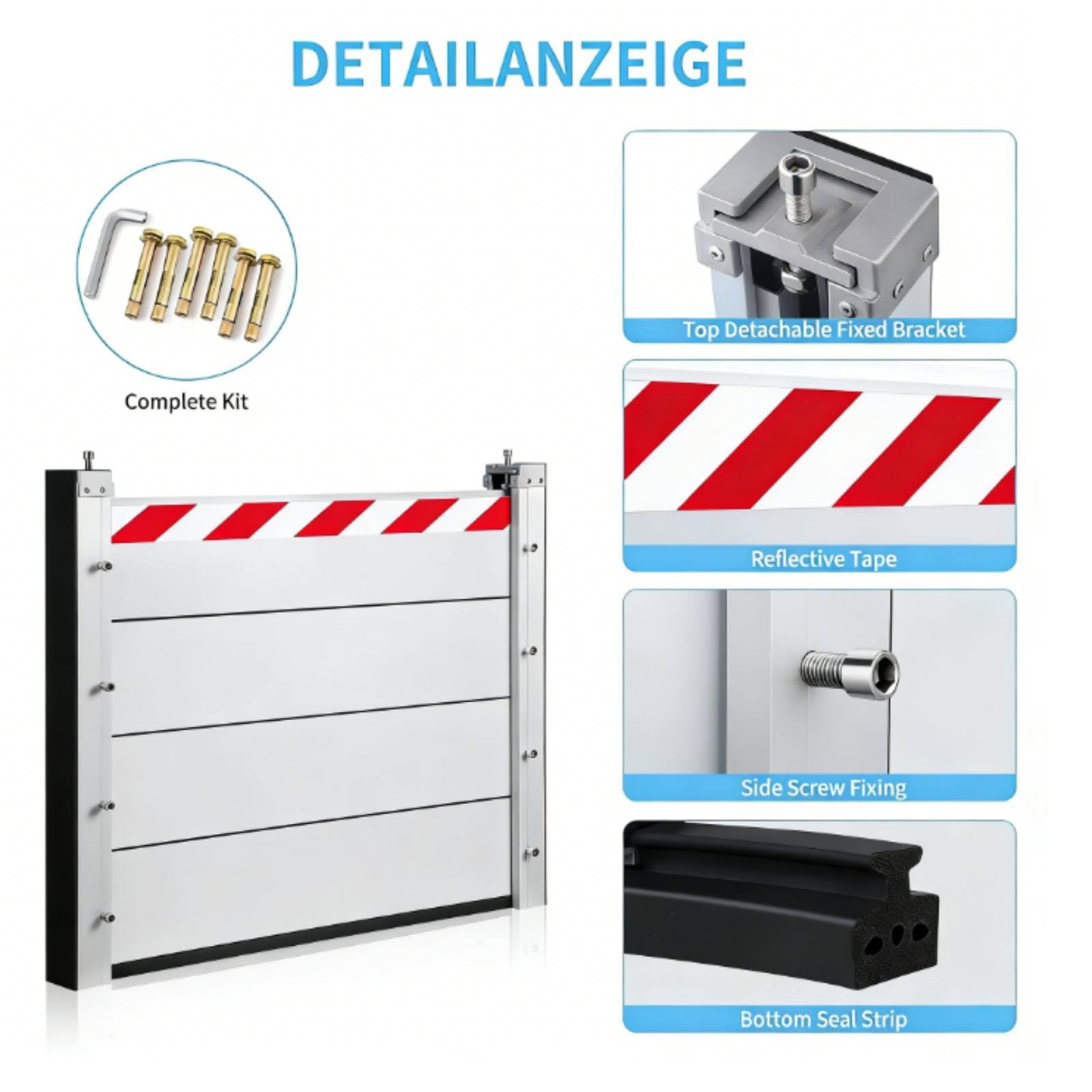 Alluminio Paratia Antiallagamento L 109cm * H 20cm Barriera Contro Le Inondazioni Riutilizzabile Barriera Antiallagamento Cancello Garage Porta Barriera di Protezione Contro Le Inondazioni