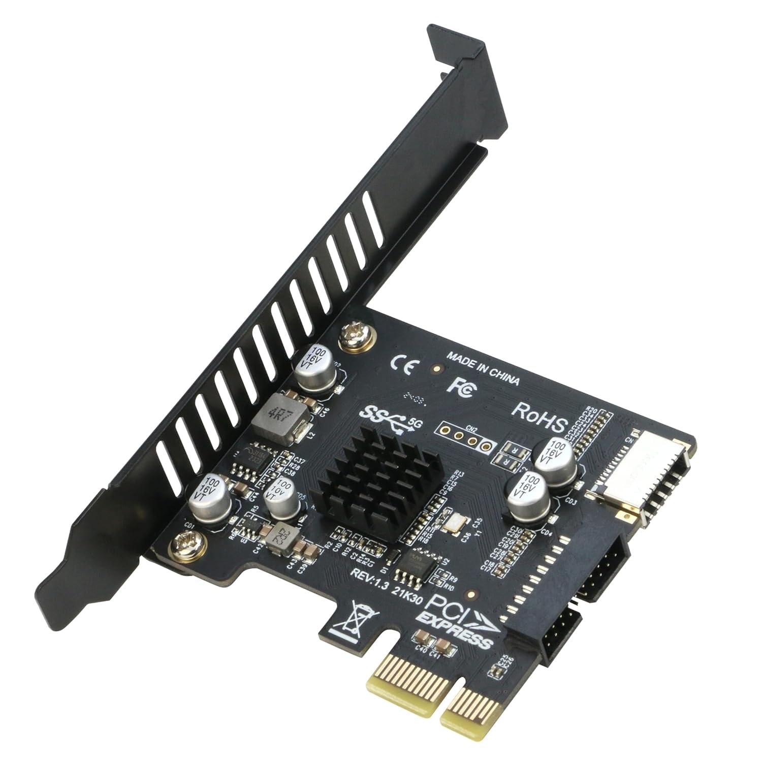 SaiRetail.Com PCIe to 20Pin + Type-E Internal Card, PCI-e x1 to (19+1) Pin USB 3.0 Socket and USB C Type-e (A Key) Front Panel Header Expainsion Adapter 5Gbps-image-22
