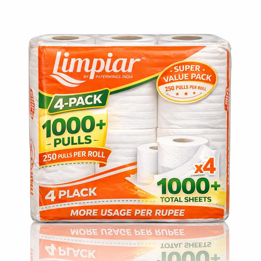 Premium Biodegradable Toilet Paper Rolls | Ultra Soft 2-Ply Tissue | Pack of 4 | Virgin Material | 1000+ Pulls | Saver Bathroom Tissue Pack-image-44