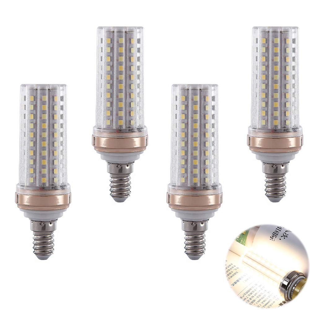 Bombilla candelabro 3000 K, equivalente a 200 vatios, 2000 lm, bombillas LED maíz 20 W, sin parpadeo, paquete 4