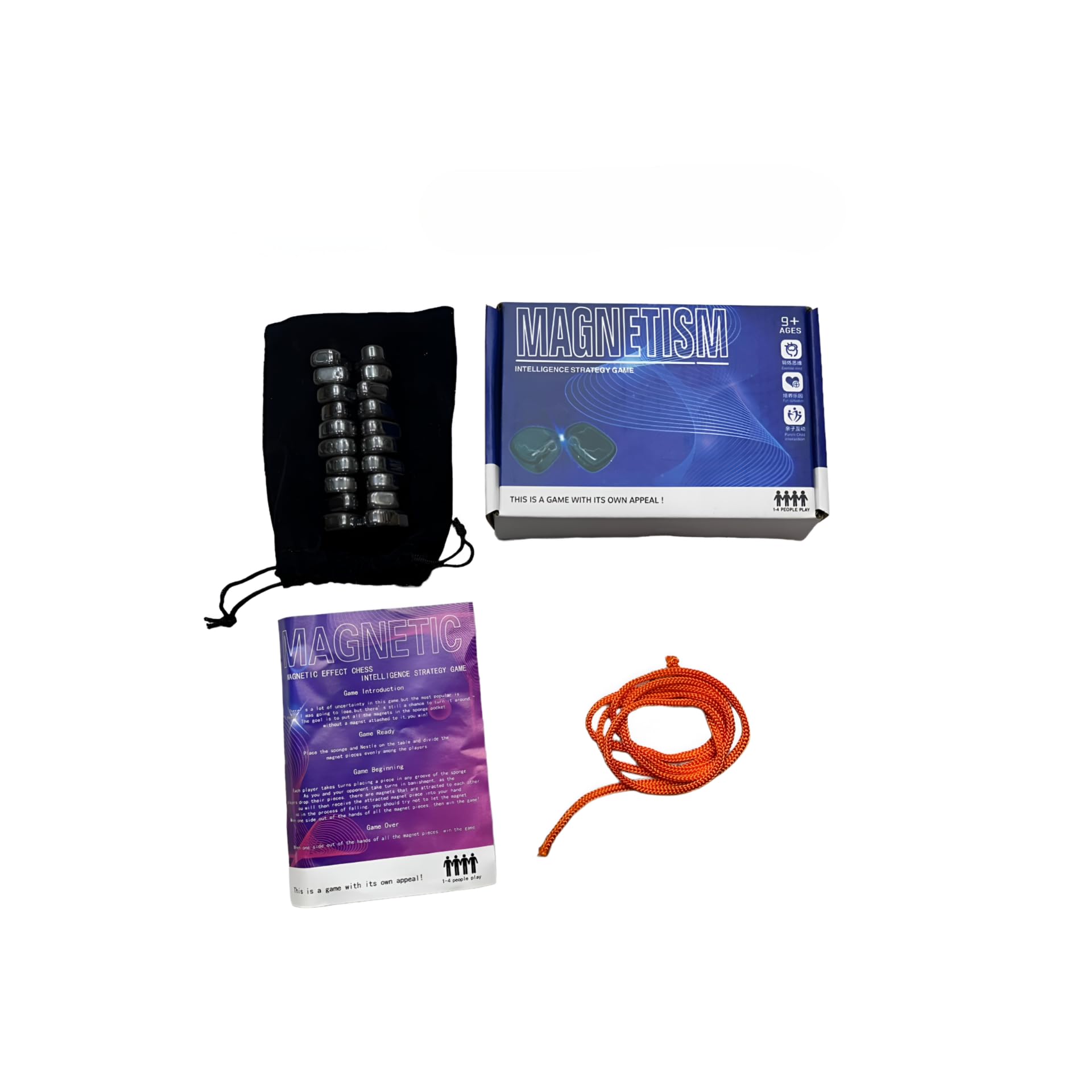 SHIVOM Board Game for Kids and Adults | Family Fun with Portable Design | Includes 20 Pieces and 1 Rope 1 Game Sponge Box | Ideal for 1-4 Players | Engaging Magnetic Puzzle (Magnetic Rope Game)