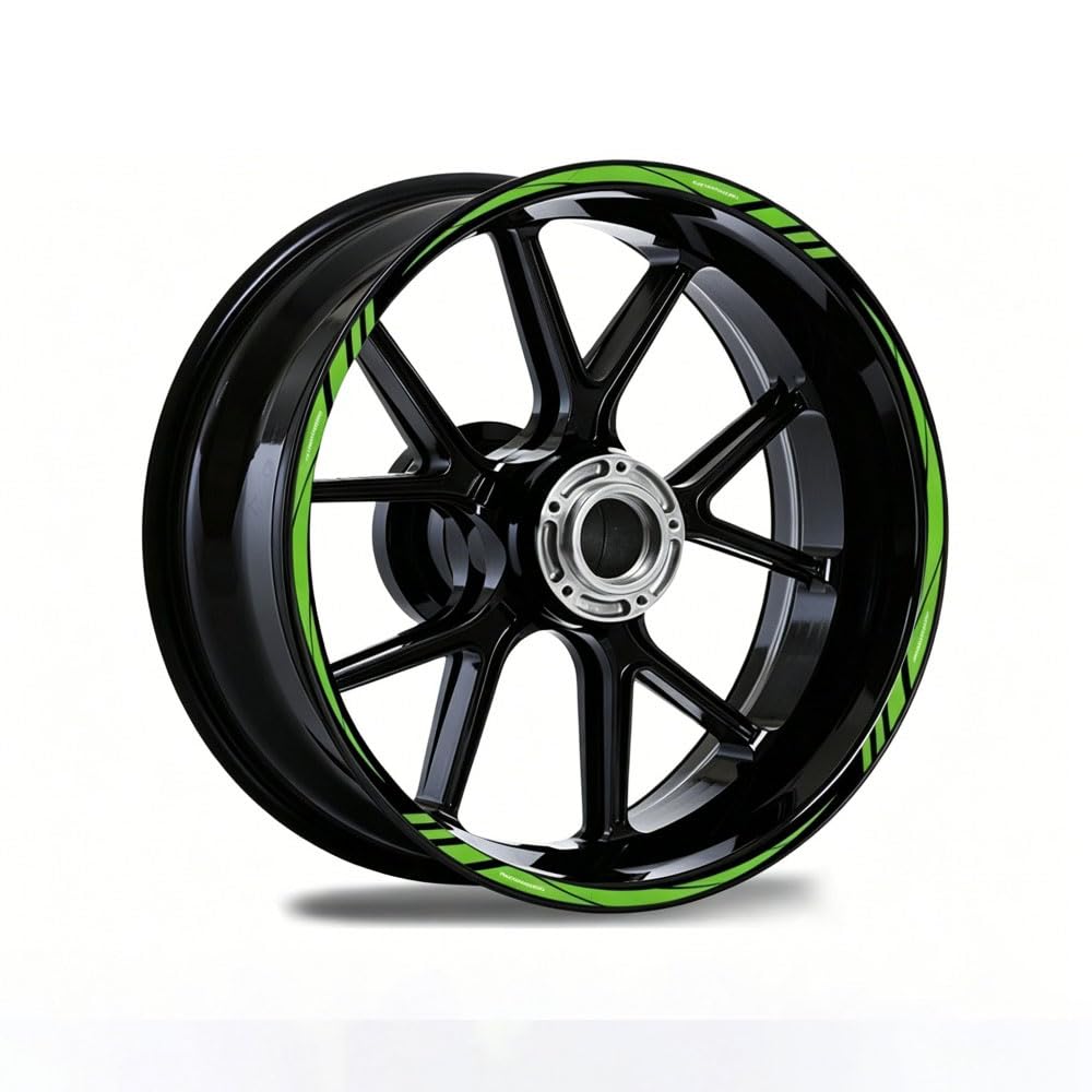 Motorcycle Reflective Wheel Rim Tape Strips for CFMoto 125 ST Papio SS (2022-present),Waterproof Inner Rim Decals Night Riding Visibility Pre-Curved Stickers,1 Set,Green