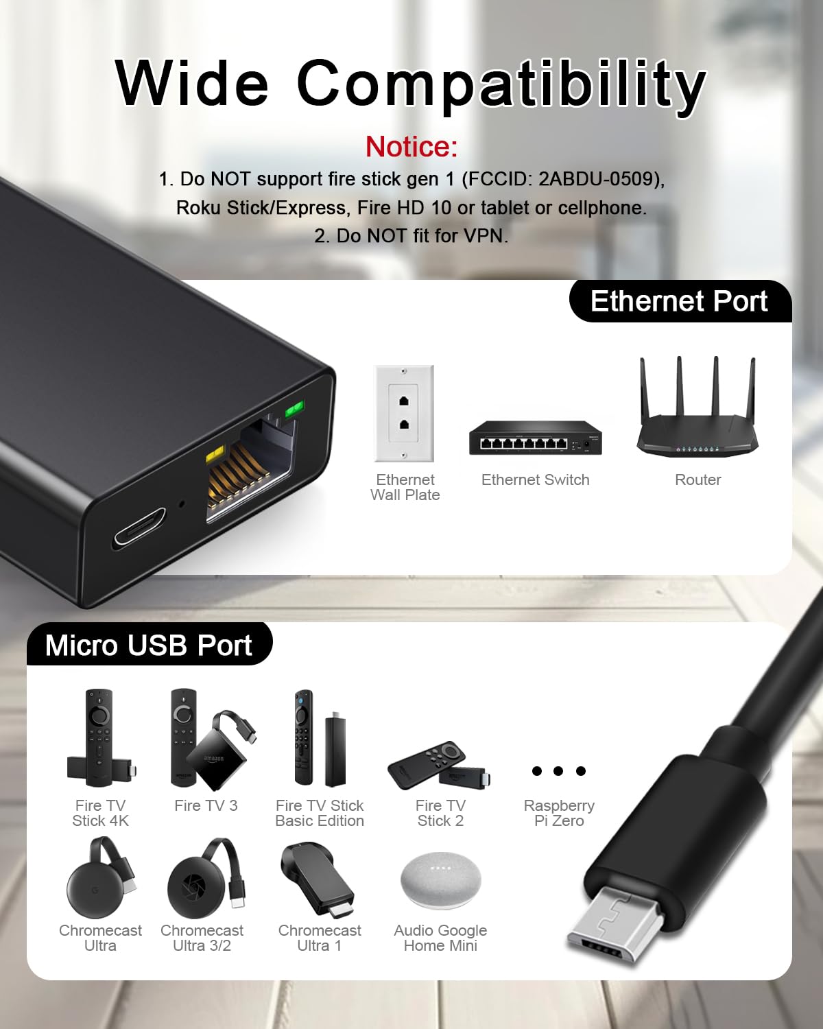 Amazon.co.jp: YEZriler イーサネットアダプター Fire TV Stick用