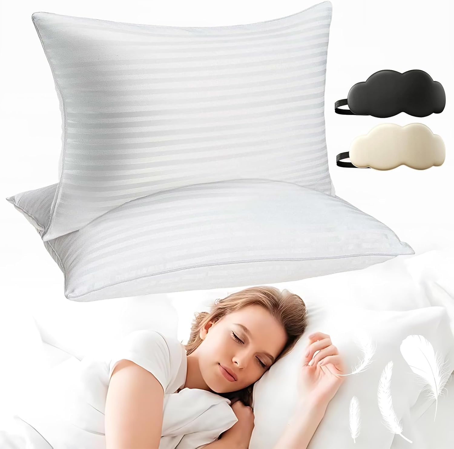 Yulabeear Pillows, Home & Hotel Bed Pillows, Shape Retention for Side, Back or Stomach Sleepers, Breathable, Soft, Fluffy, Sleep Better (1 Pcs)