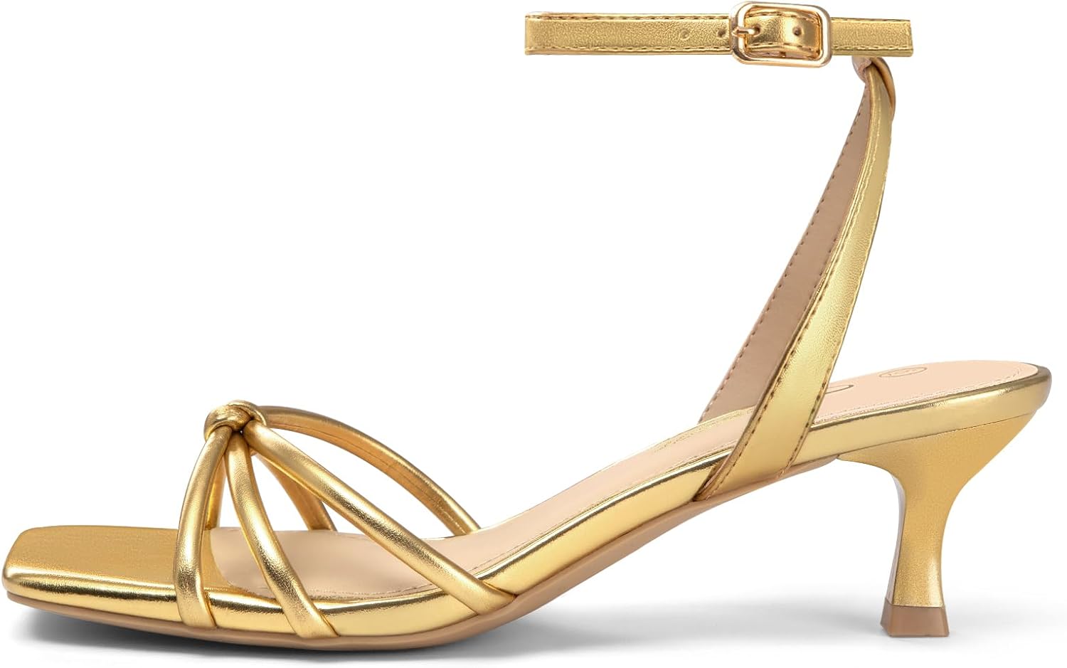 Athlefit Women's Kitten Heels Square Open Toe Strappy Low Heels Ankle Strap Summer Party Dress Heeled Sandals - Image 4