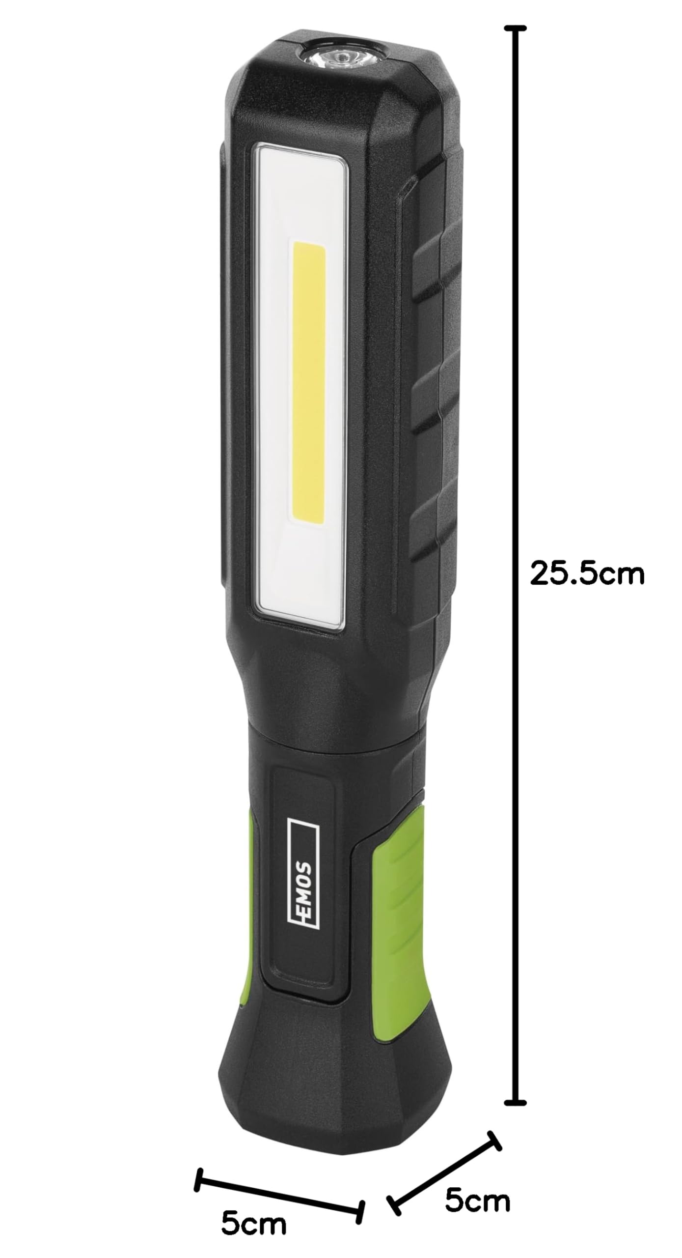 EMOS Lampada da lavoro a LED impermeabile, lampada da officina ricaricabile con base pieghevole, gancio e magnete, 800 lm, 110 m, batteria da 2000 mAh con 7 pezzi di durata e cavo di ricarica, 3