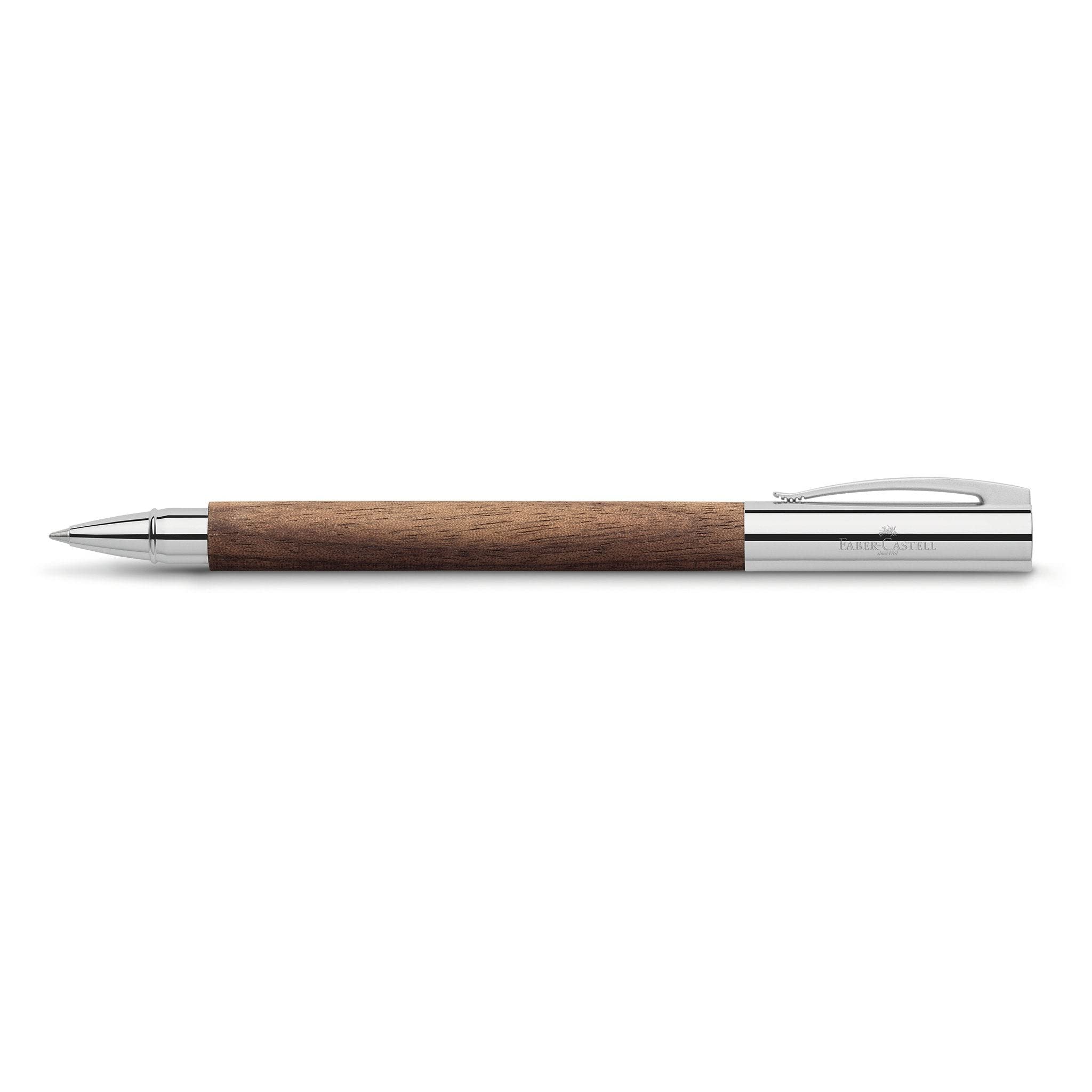 FABER-CASTELL - Bolígrafo de tinta Ambition Nogal | Cuerpo de madera de nogal con mina de cerámica y estuche de regalo