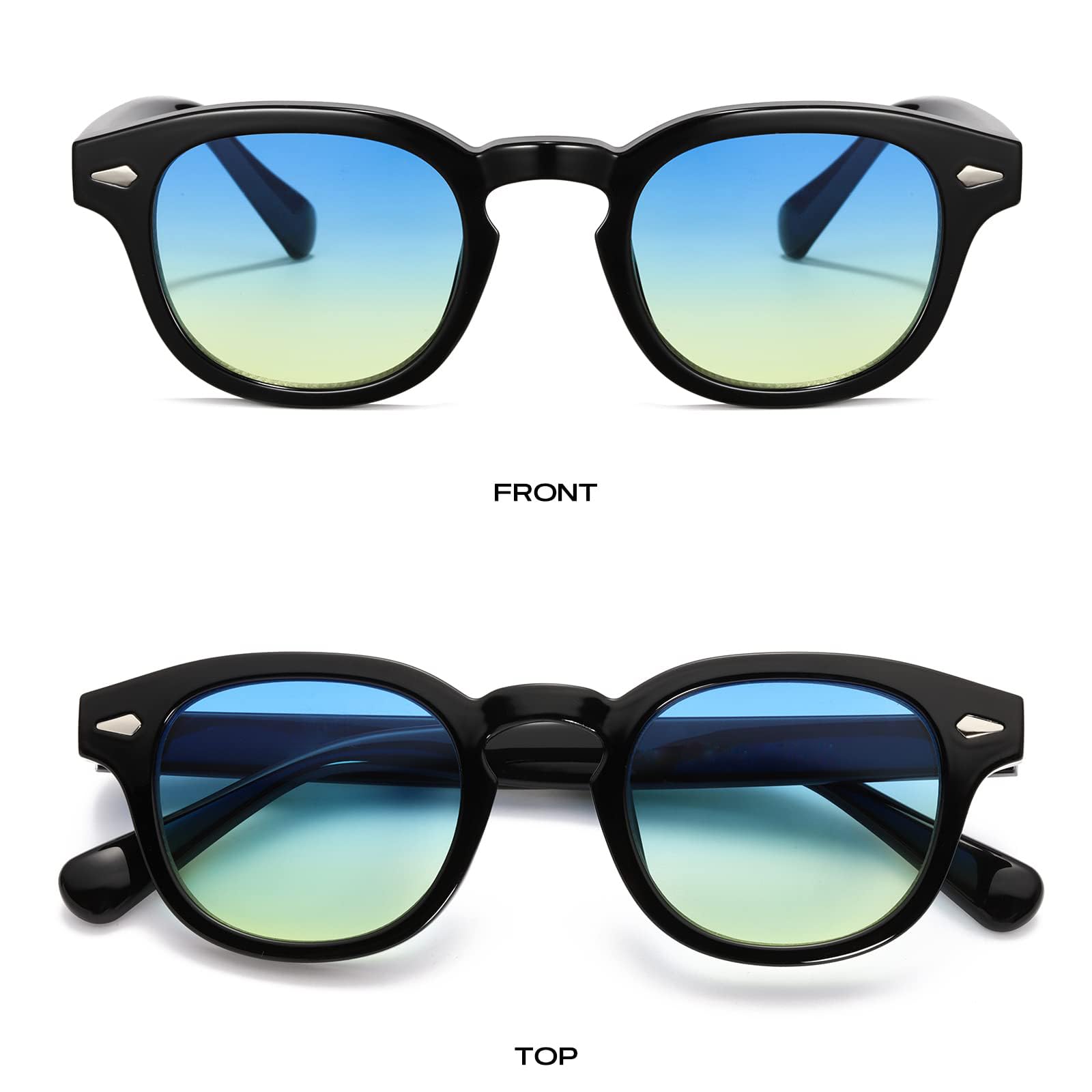 WONAVEHY Occhiali da sole Mens Womens Unisex Retro occhiali da sole per gli uomini donne Pirata Capitano Johnny Depp Stile Vintage Rotondo Stile Occhiali da sole colorati per gli uomini Signore Moda