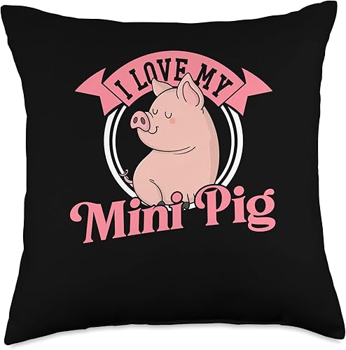 I Love My Mini Pig Cute Miniature Pig Owner Gift I Love My Mini Cute Miniature Pig Owner Throw Pillow, 18x18, Multicolor