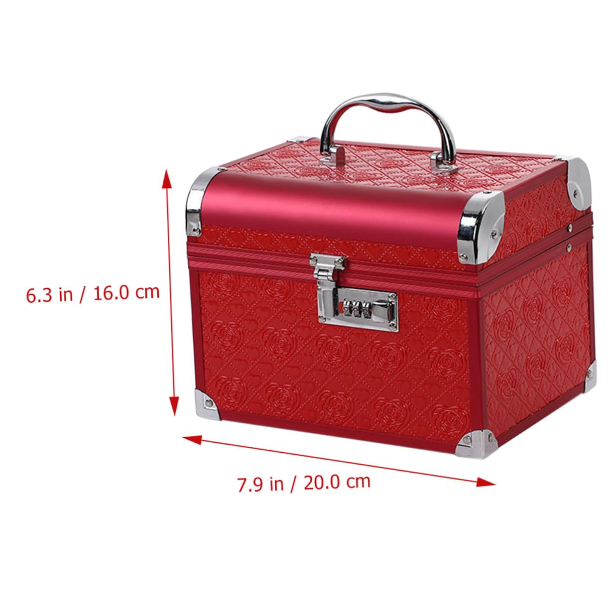 Schmuckkästchen mit Zahlenschloss Mittlere Größe 20X15X16cm Aluminiumlegierung Rote Vintage Aufbewahrungsbox für Hochzeit und Schreibtisch