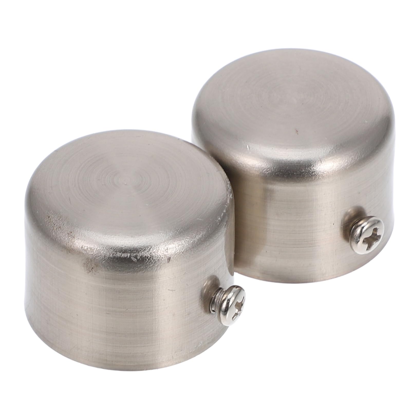 GRIRIW 2 PCS Decorative Curtain Rod Heads for Drapery Silver Finish Easy to Install for Window Decoration Fits Standard Drapery Rods