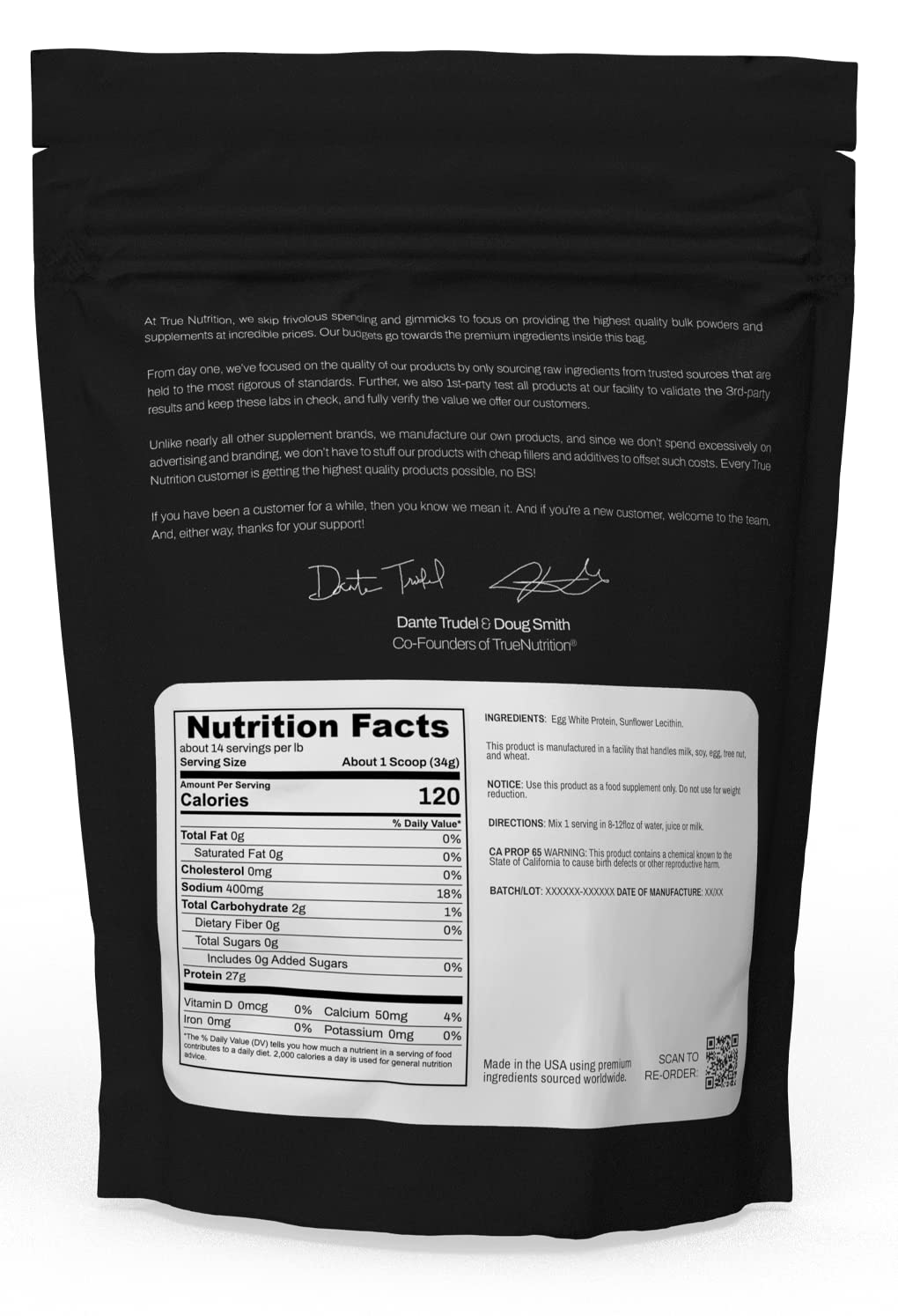 True Nutrition Egg White Protein Powder, Unflavored, 1 lb — Amazon image 2