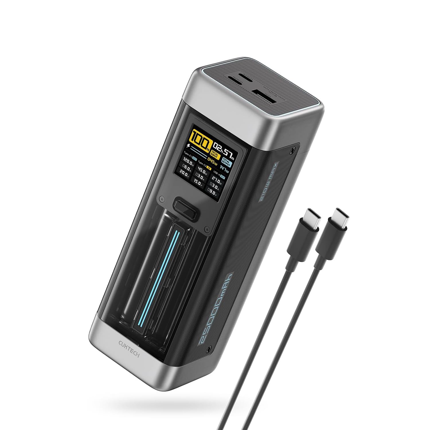 CUKTECH 20 Power Bank, 25000mAh 3-Port MAX 210W Laptop Portable Charger, Fast Charging Battery Pack for Travel and Gaming, for Xiaomi, Redmi, Poco, MacBook, iPhone, ipad, Samsung, Honor, Switch, etc