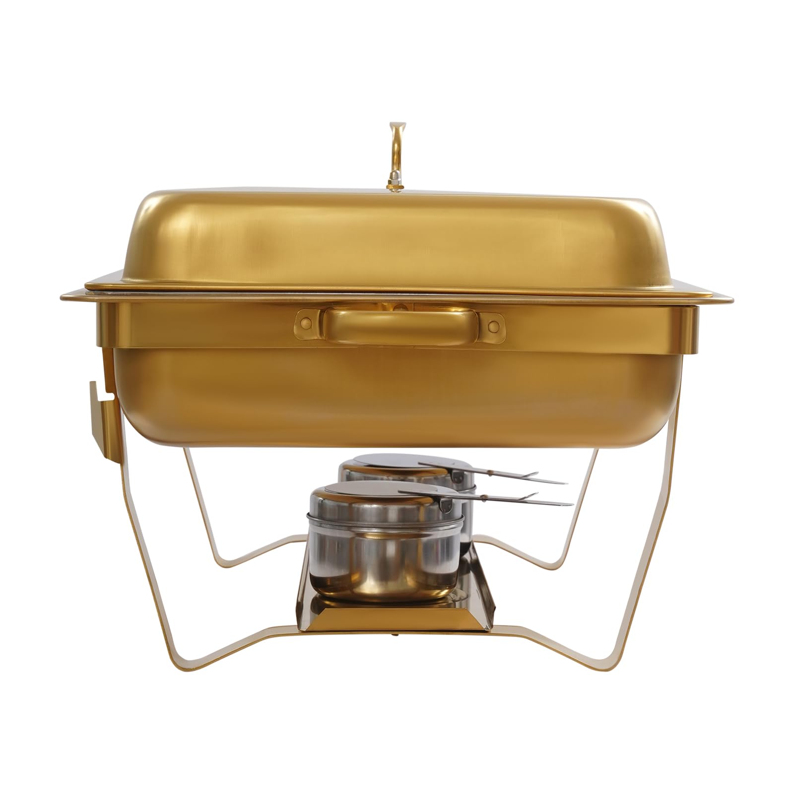 4PCS 7,5L Chafing Dish Profi Set Chafing Dish Buffet Wärmer-Set 410 Rostfreier Stahl Warmhaltebehälter Goldener Quadratischer Packofen Speisewärmer Wärmebehälter für Catering Buffet und Party