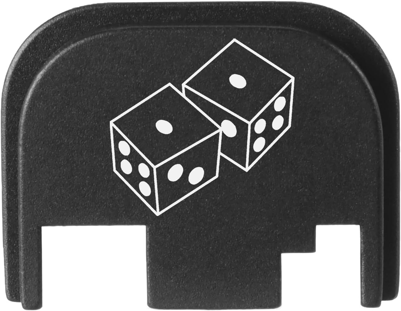 NDZ Performance Rear Slide Cover Back Plate for Glock Gen 1-4 Laser Engraved Hardcoat Anodized Aluminum in Black - Dice Snake Eyes