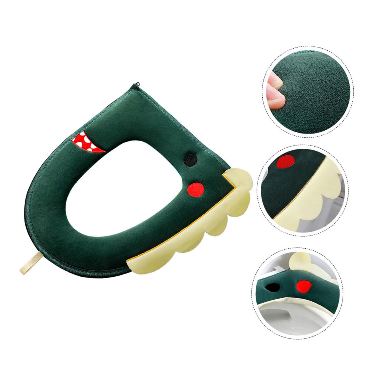 Ciieeo Plush Toilet Seat Cover Pad Warm Round Seat Cushion for Bathroom Odorless Elastic Stretch