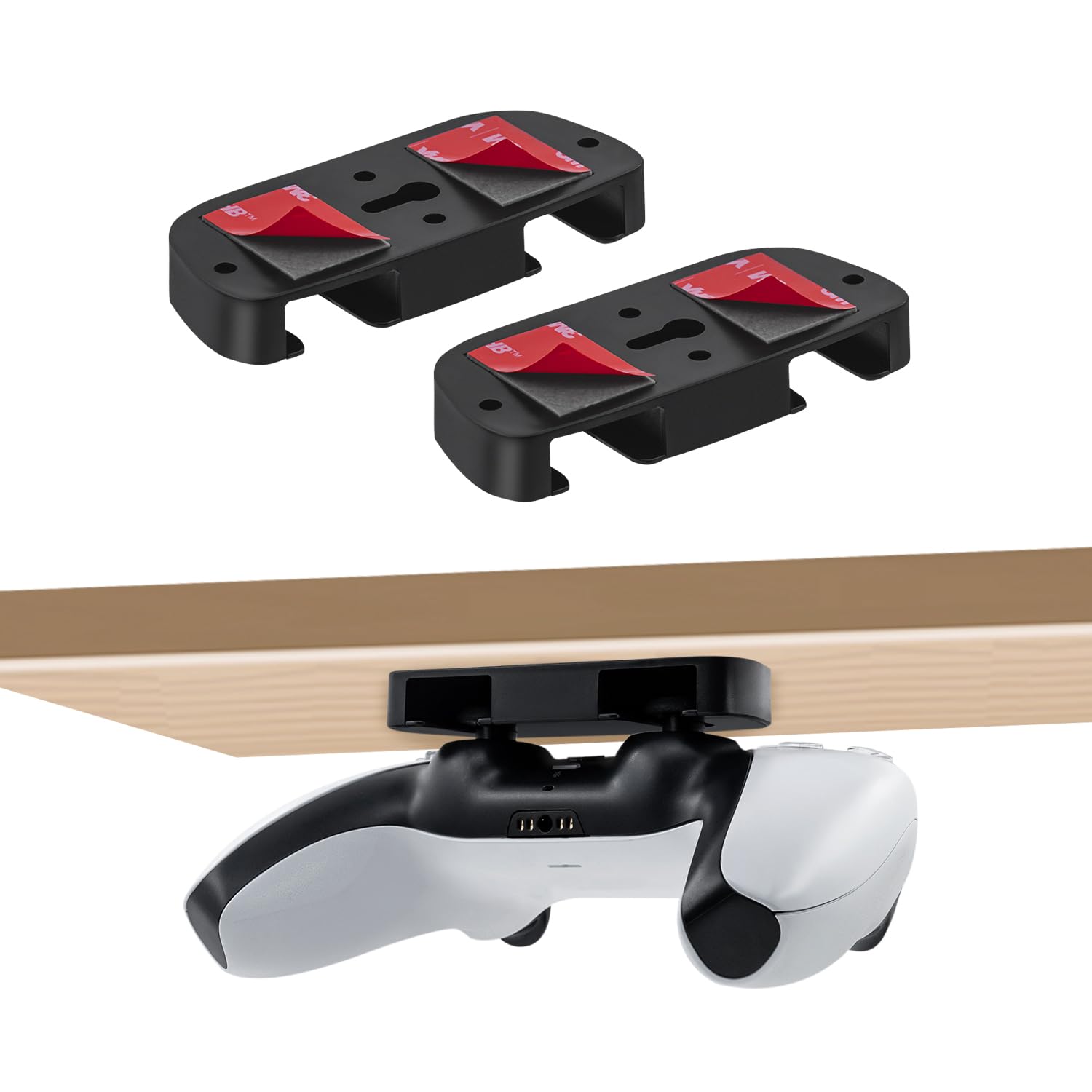 Mcbazel Under Desk Mount for PS5 PS4 Controller PlayStation 5 PlayStation 4 Controller Holder No Drill Adhesive Tape
