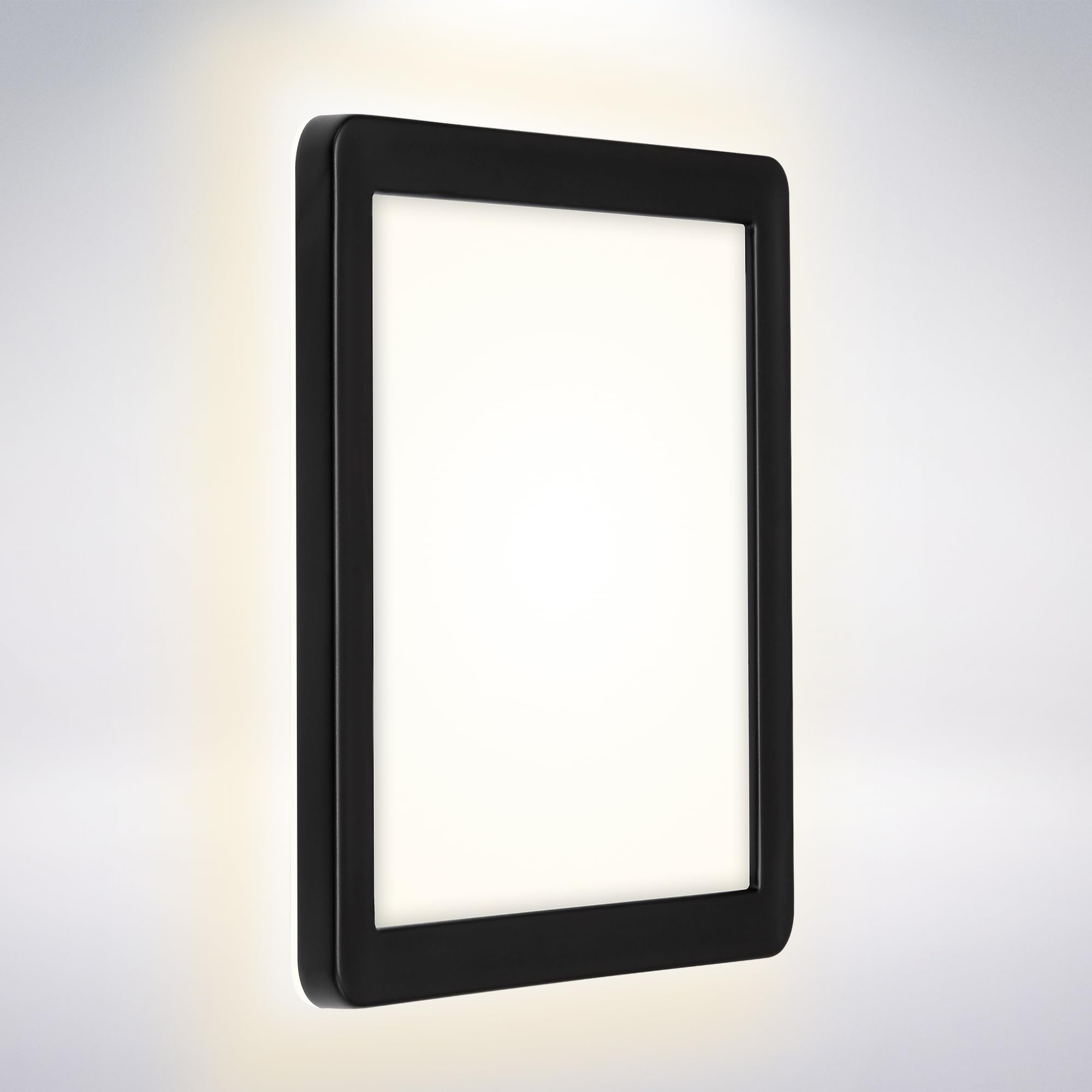 BRILONER LED-Wandlampe Außen – indirektes Licht, flache Bauform, 8 W, 1200 lm, 4000 K, IP44, Kunststoff, Weiß/Schwarz, 190 x 190 x 28 mm