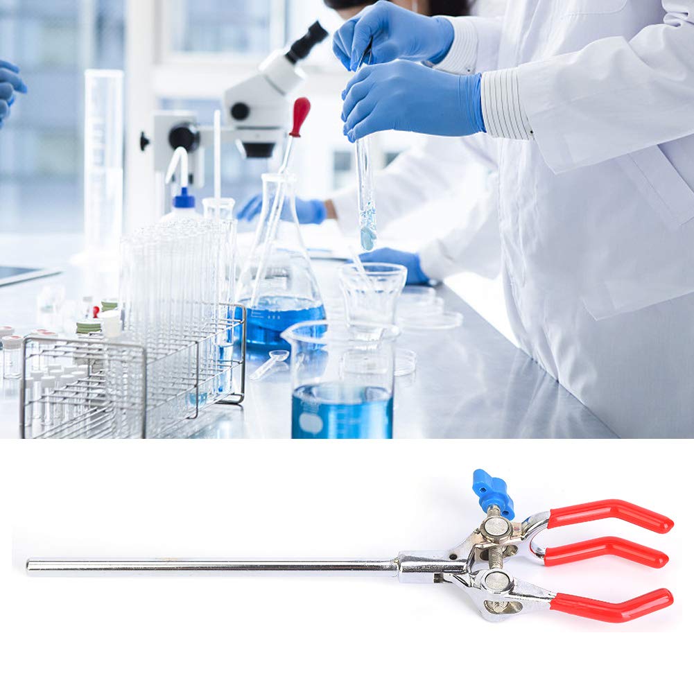 Pince de support de laboratoire d'objet circulaire 0-80mm, Clip de flacon à trois broches, avec manchon antidérapant pour la recherche scientifique de flacon
