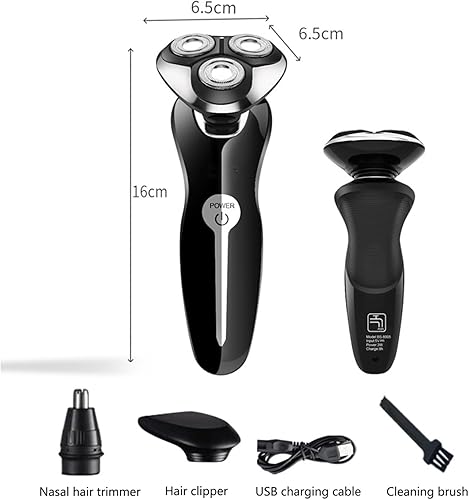 Miniatura 8 de YUDA - Maquinilla de afeitar eléctrica para hombres, afeitadora eléctrica 3 en 1, seca y húmeda, impermeable, rotativa, afeitadora facial para