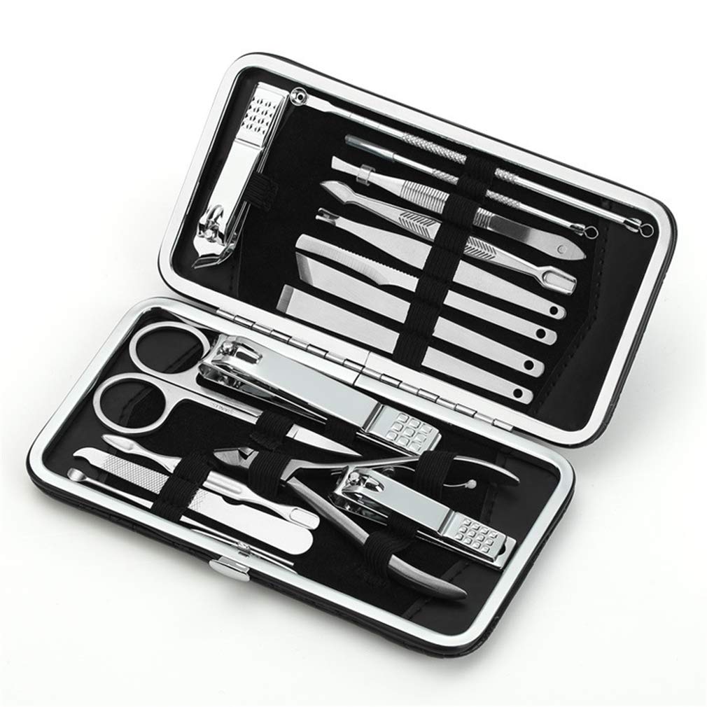 Juego de manicura Juego de uñas Tijeras de uñas profesionales Kits de aseo para mujeres y hombres, Herramientas para el cuidado de las uñas Juego de pedicura Kit de aseo de uñas con estuche de cuero p