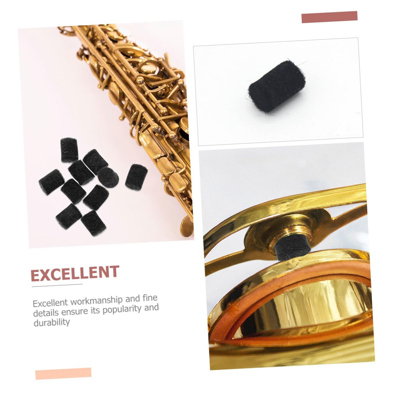 Beaupretty Colonne di Feltro Facili da Usare 12 Pezzi per Sassofono Accessori per Sax per Posizionamento Altezza Chiavi Nero Leggero per Sassofono Tenore