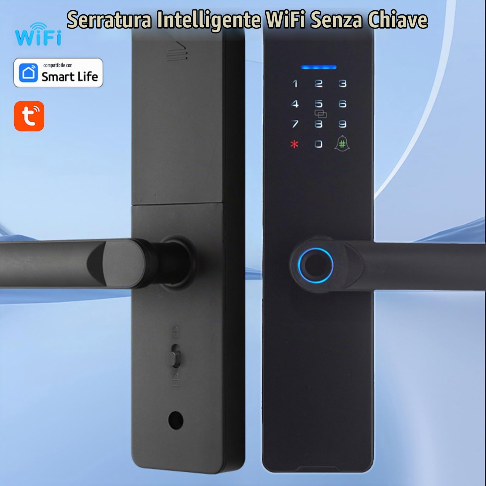 Smart Lock WiFi Keyless Entry Door Lock Ty App/impronta Digitale/password/card/meccanico Metodi di Sblocco per 35-60 Mm Spessore Office Porta della Camera