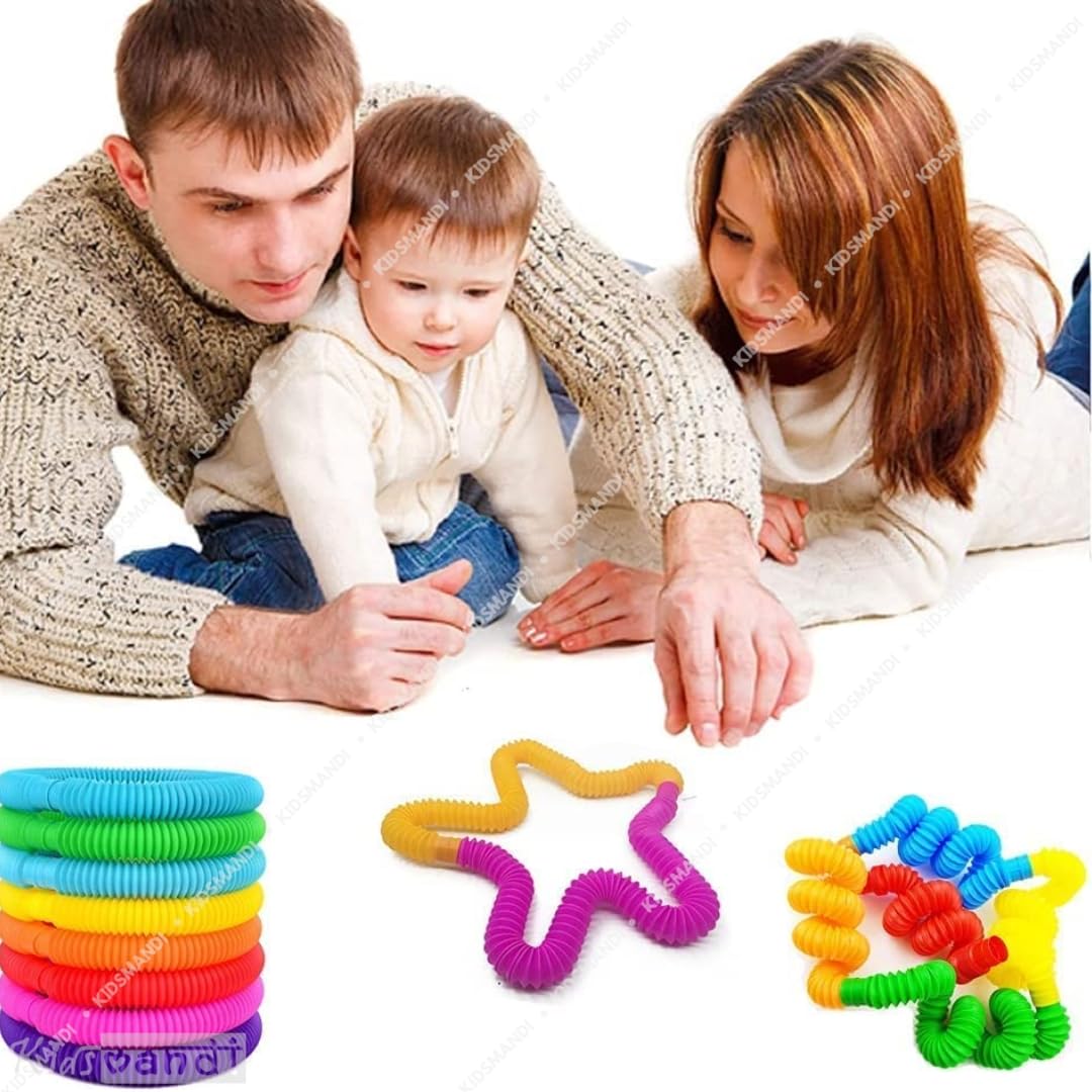 Kids Mandi Pop Tubes | Sensory Fidget Toys for Stress Relief | Bend, Stretch & Connect | Perfect for Toddlers & Special Needs Sensory Play (Pack of 3) 4