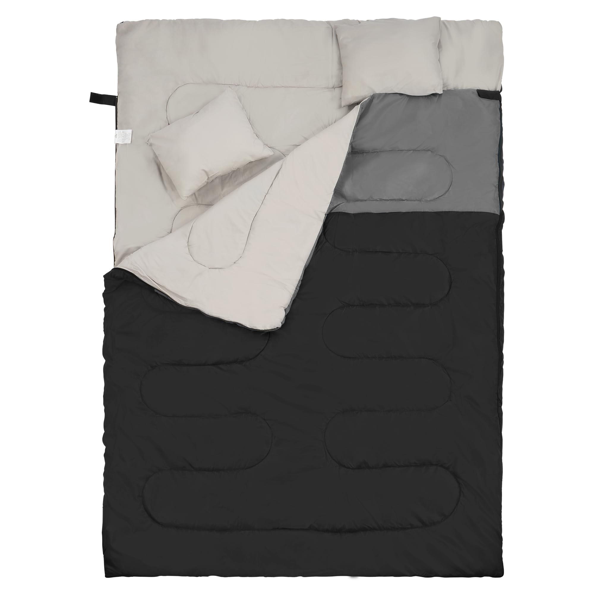 Elevon Double Sleeping Bag with 2 Pillows for Adults, Queen Size XL Sleeping Bag Waterproof, Compact with Compression Sack, 2 Person Sleeping Bags for 3-4 Seasons Camping, Backpacking, Hiking, Travel