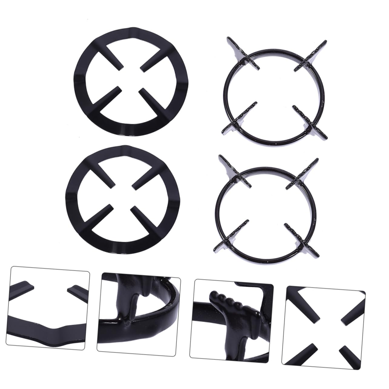 4pezzi Supporti per Fornelli Gas in Staffe Antiscivolo per Pentole e Wok Supporti Multi-slot per Piani Cottura Piccoli e Pratici