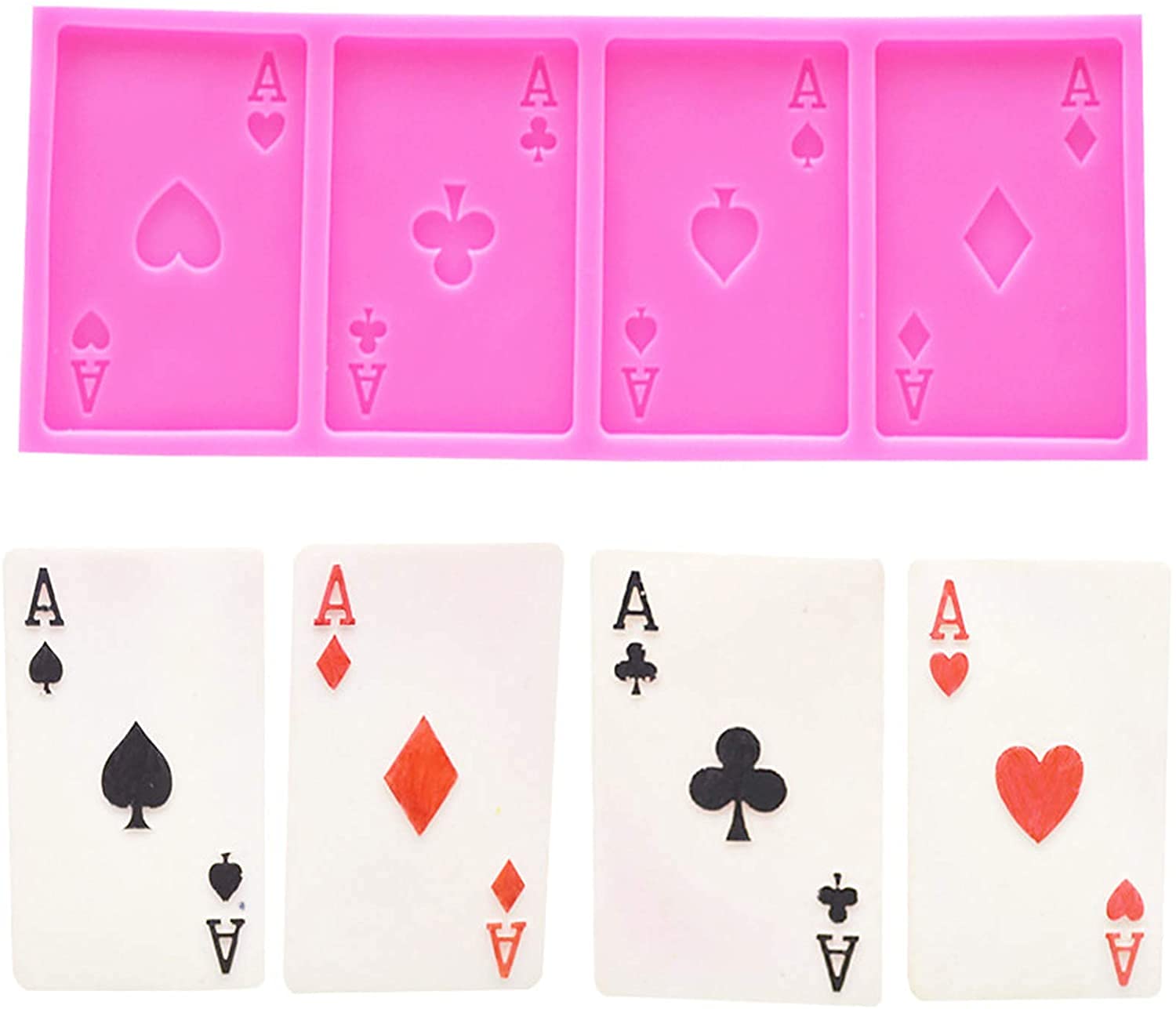 Bakefy� Card GP Playing Cards Silicone Mold, Playing Card Molds for Resin, 4 Aces Poker Silicone Mold for DIY Candy Cupcake Decoration