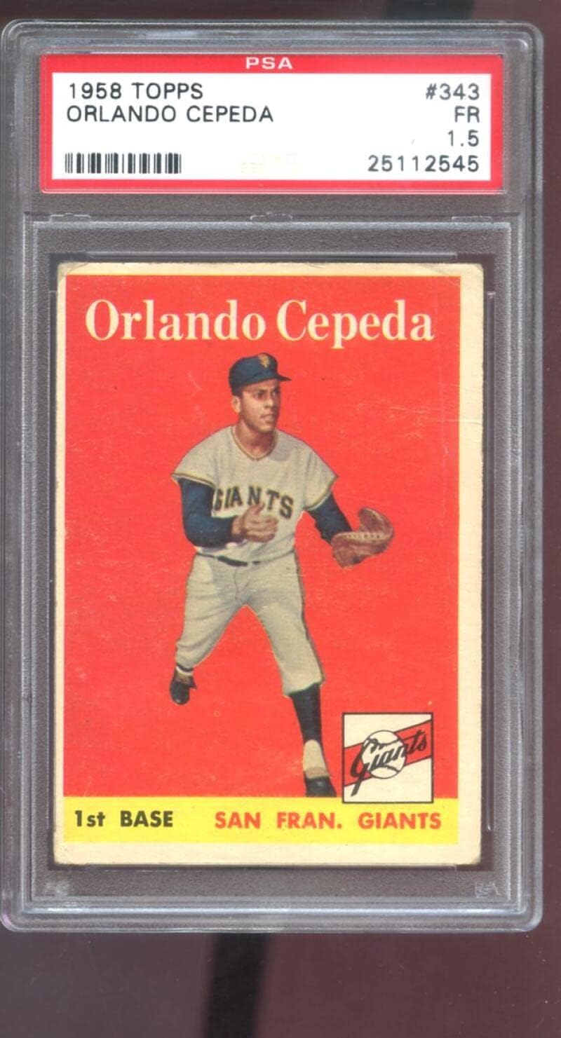1958 Topps #343 Orlando Cepeda ROOKIE RC PSA 1.5 Graded Baseball Card MLB Giants