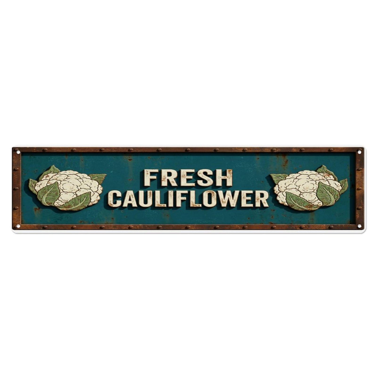 Metal Tin Sign FRESH CAULIFLOWER Vintage Vegetable Rustic Farmhouse
