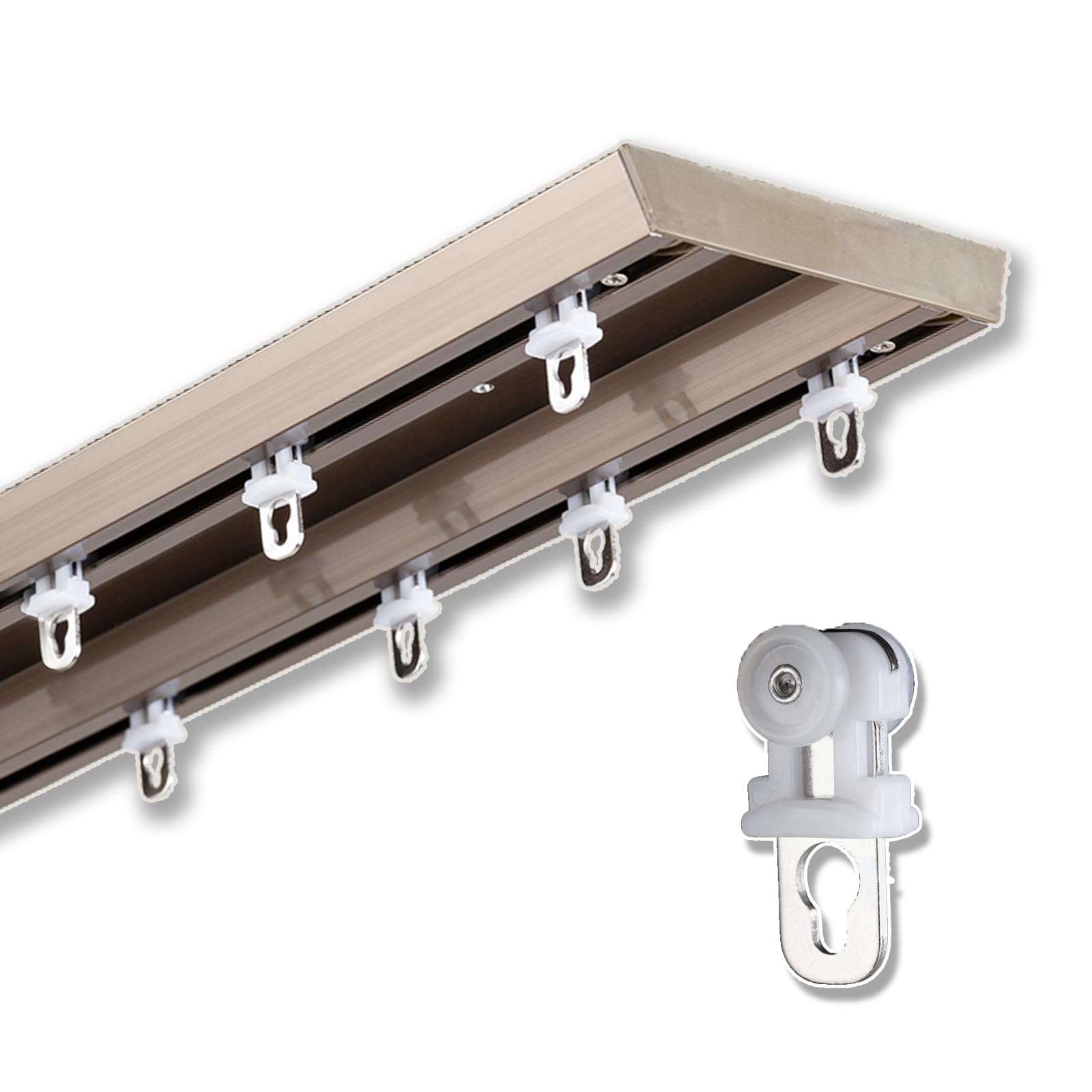 Podwójny sufit ain Track 240 cm Idealny do dzielenia pokoju w salonie i sypialni System gładkiego poślizgu Aluminiowa konstrukcja Łatwa instalacja