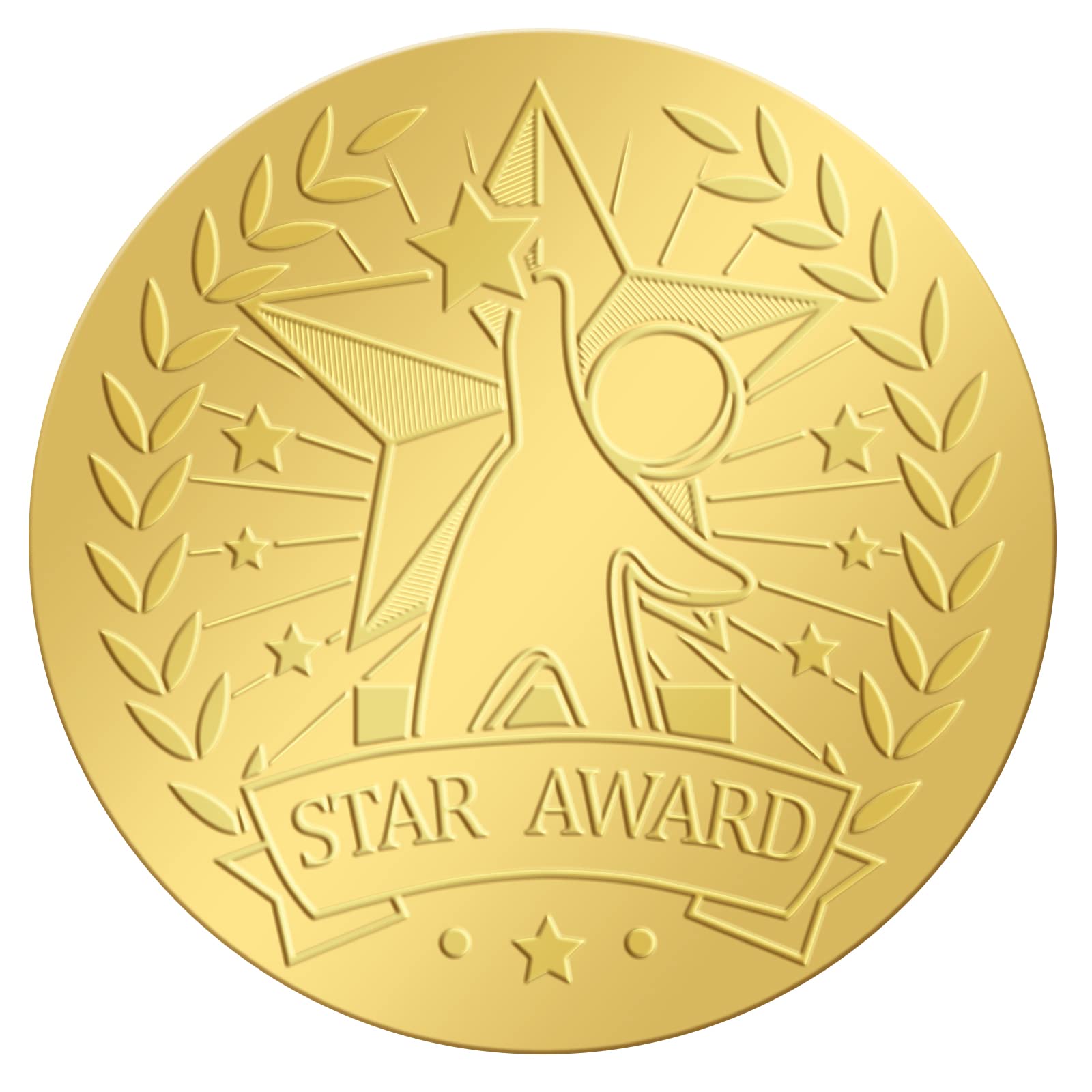 CRASPIRE 100PCS Pegatinas de Lámina de Oro Premio de Estrella Certificado En Relieve Sellos Pegatinas Autoadhesivas Medalla Decoración Pegatinas Certificación Graduación Corporativa