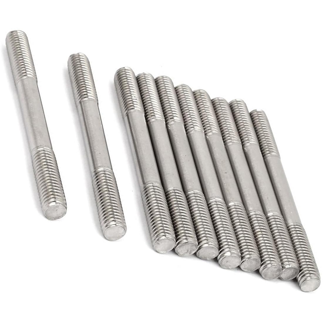 TA-VIGOR 10Pcs Double End Threaded Stud Screw Bolt, M8x80mm 304 Stainless Steel Rod Bolts Thread Reducer Adapter, Adjustable Push Rod Stud for Furniture Hardware Machinery Maintenance and Fixes