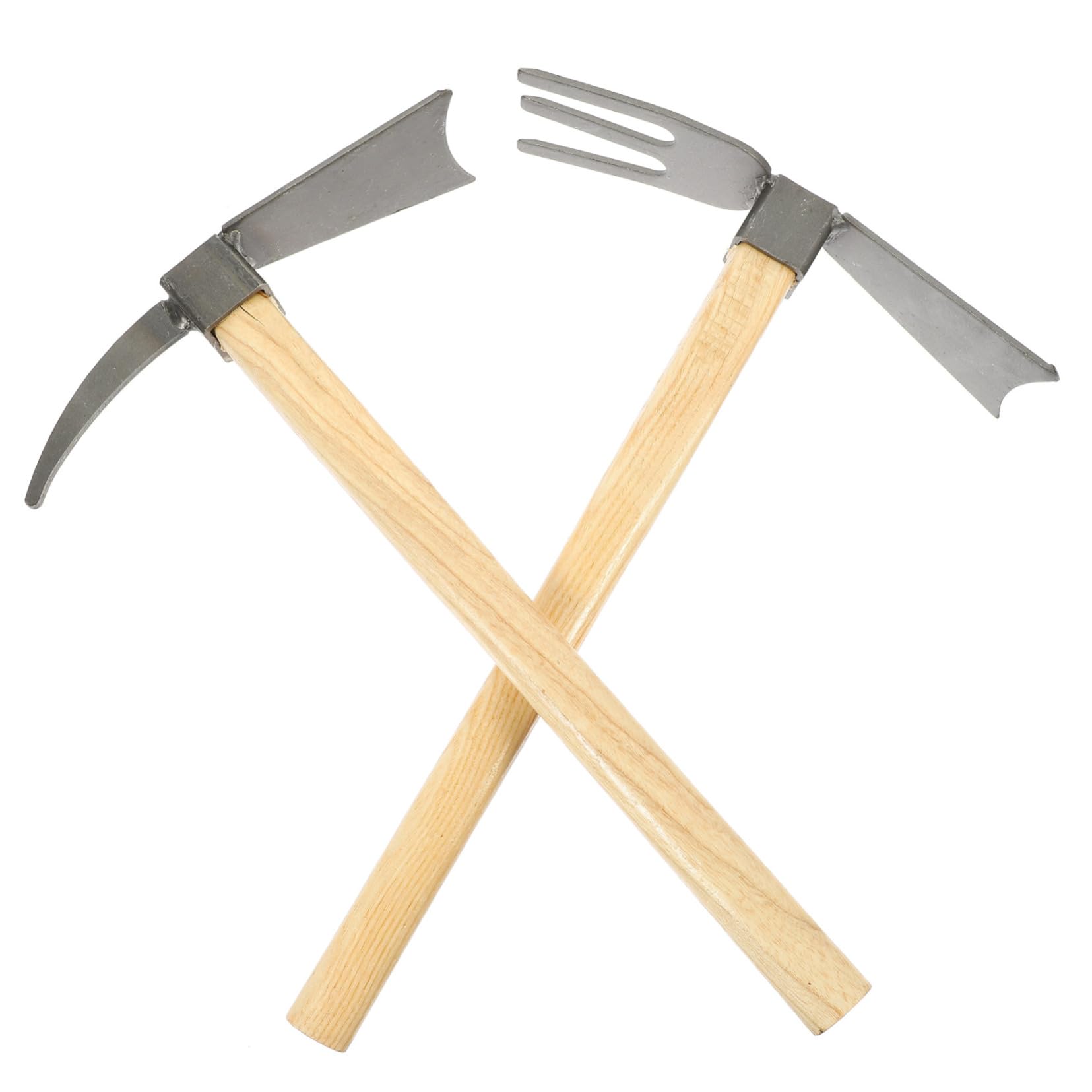 Set di 2 Piccole Zappe da Giardino in Legno e Acciaio al Manganese