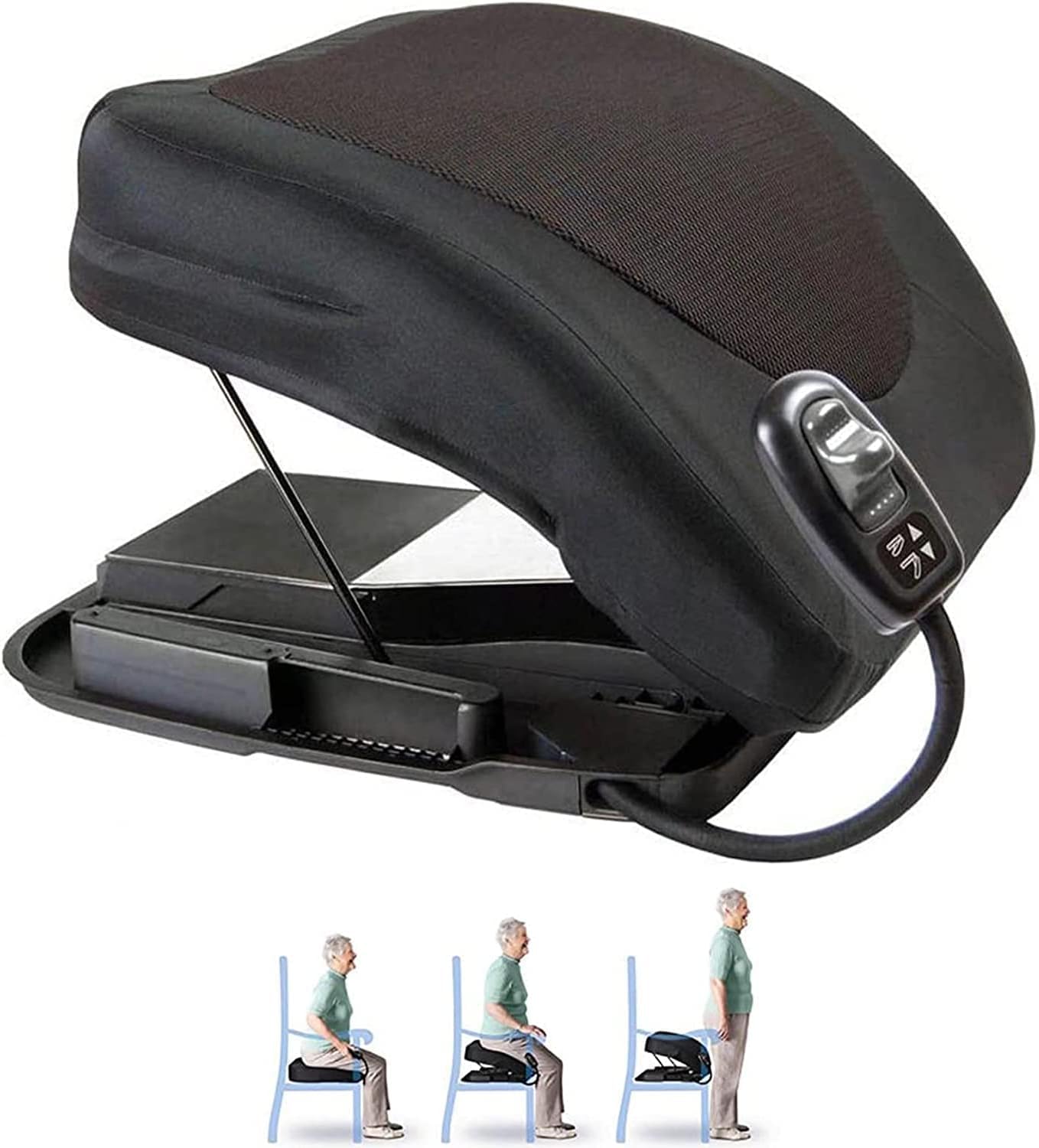 Cojín eléctrico para silla elevadora, cojín eléctrico de asistencia para asiento de elevación potente para ayudar a estar de pie, dispositivos de asistencia de elevación de sillas de hasta 300 libras
