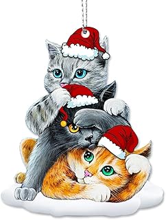Funny Black Cat Ornaments, 4.5 Inches Height Cute Cat Christmas Decoration, Xmas Ornaments, Christmas Tree Hanging, Tree Topper Ornaments by Pop Up Design