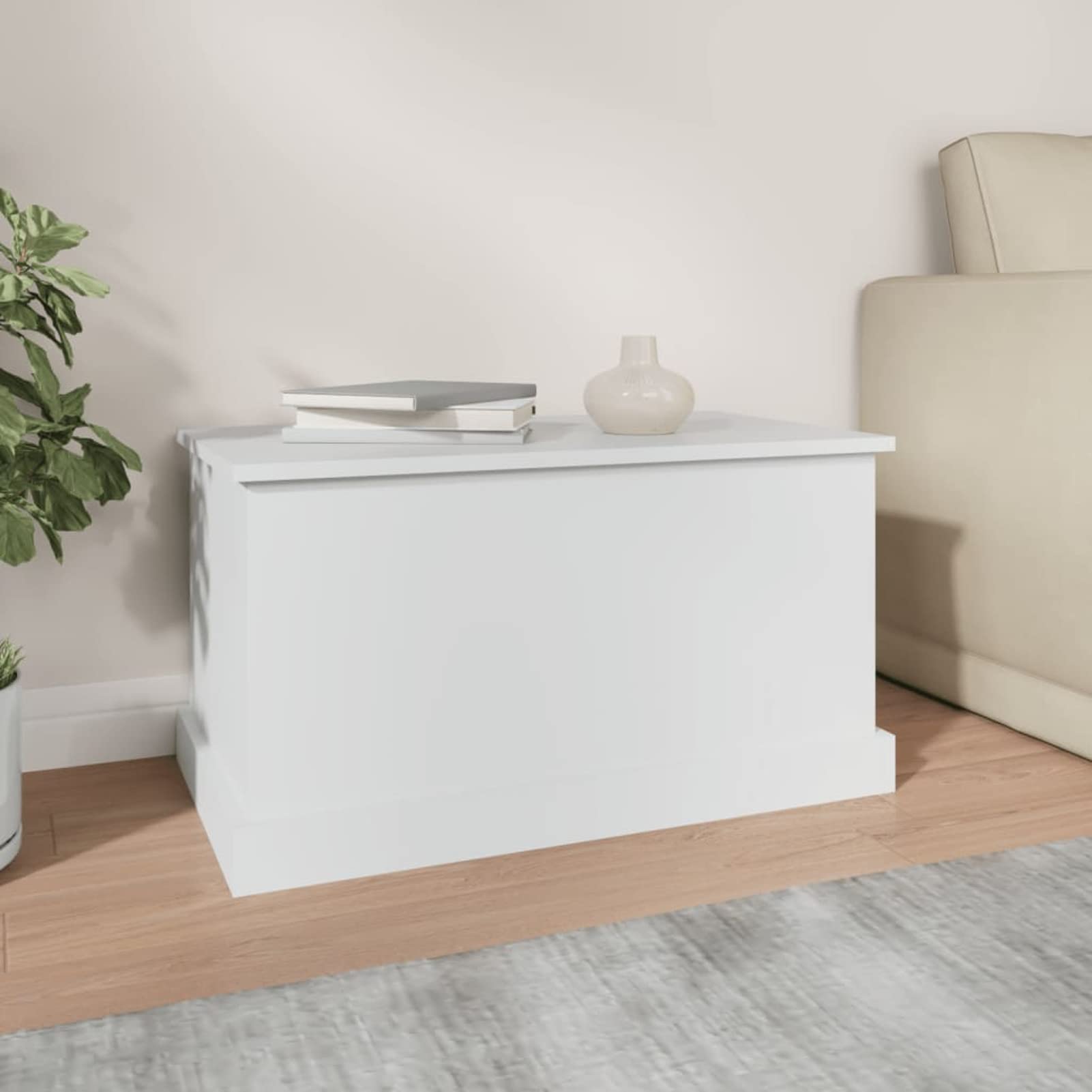 Homgoday Caja portaobjetos blanca 70 x 40 x 38 cm madera multicapa armario interior, mesa contenedor de jardín, armario portaherramientas, armario escobero interior para baño interior casa
