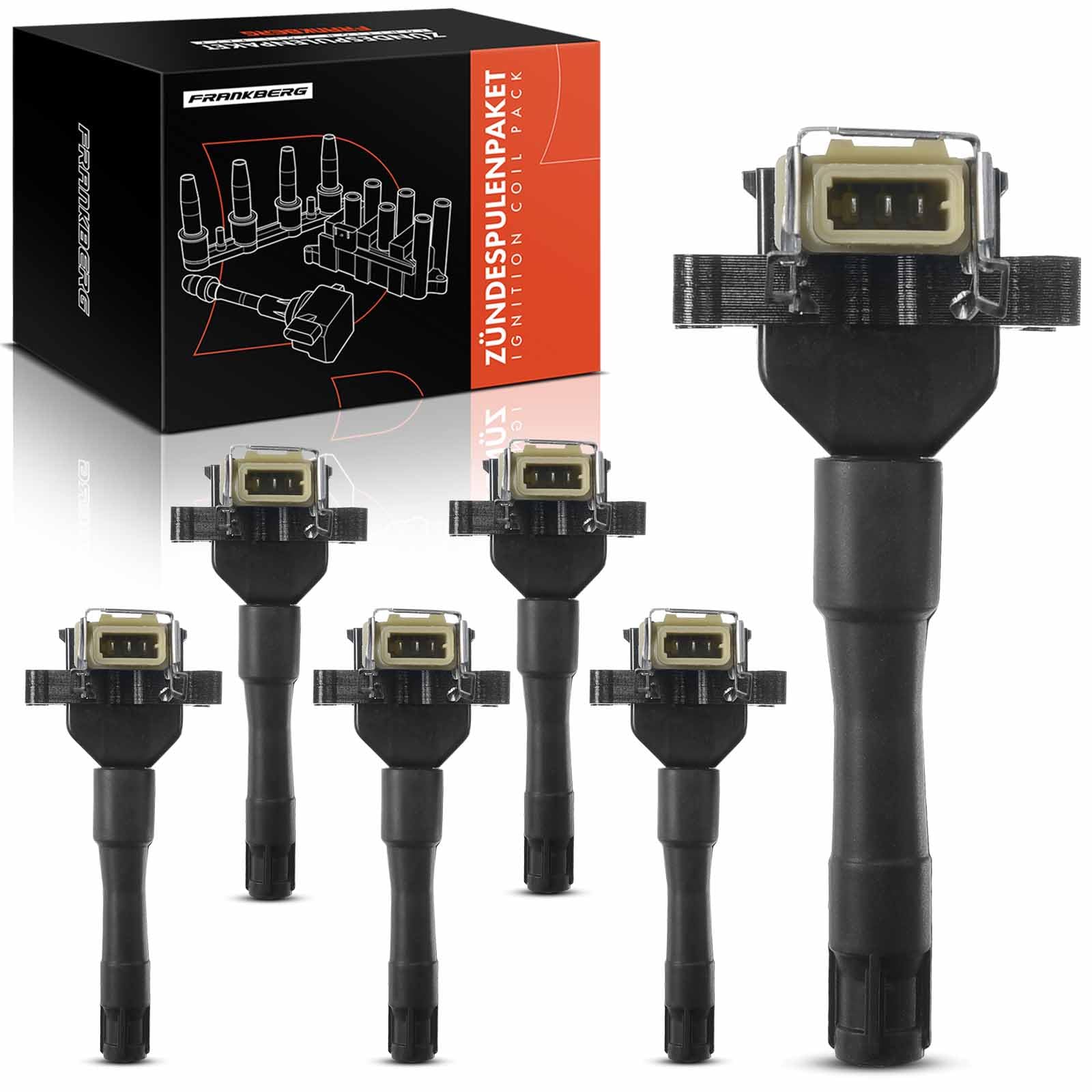 Frankberg 6x Ignition coil Ignition module Compatible with 8er 840i E31 5er E34 520i 525i 530i 540i M5 3er E36 320i 325i 318is M3 7er E32 E38 730i 740i Replace# 12131726178
