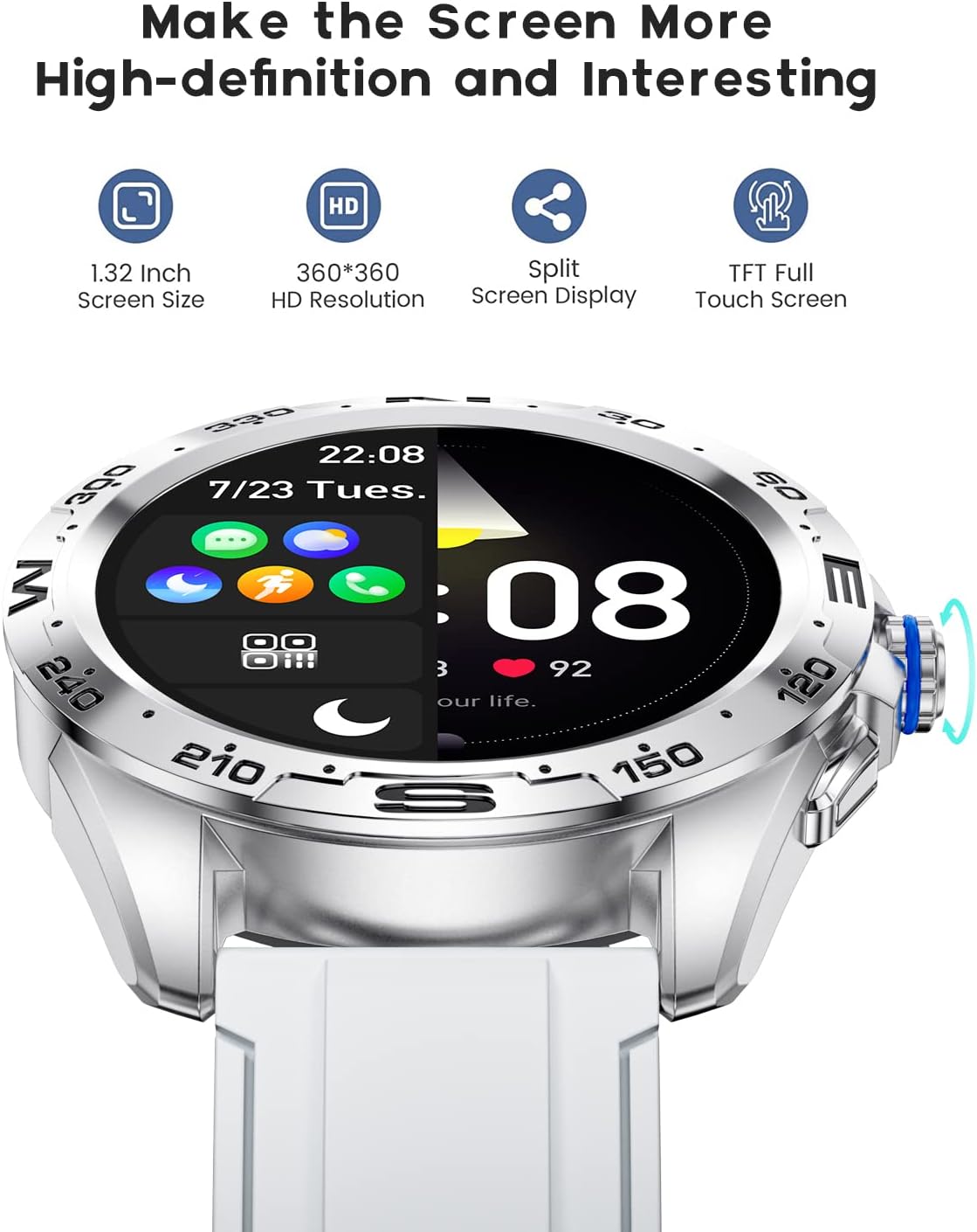 LIGE Smart Watch displaying various customizable watch faces and user interface options.