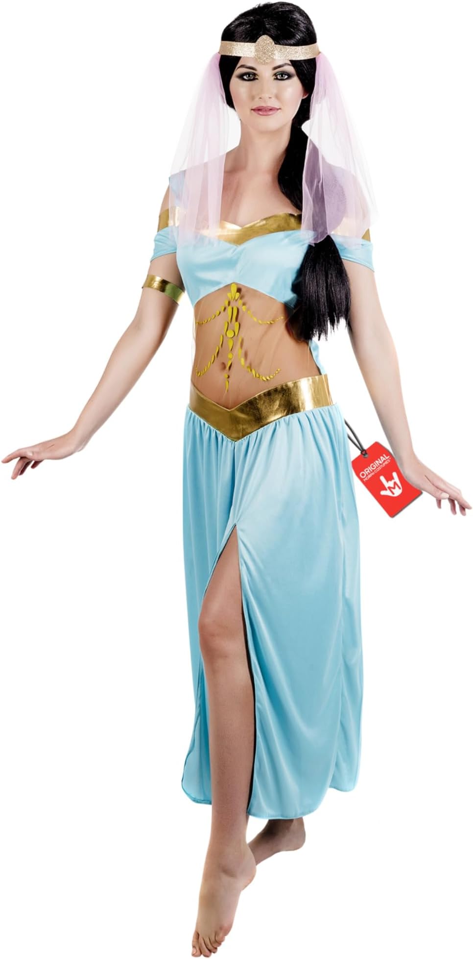 Fun Shack Womens Arabian Princess Costume Adults Harem Genie Blue Dress Outfit